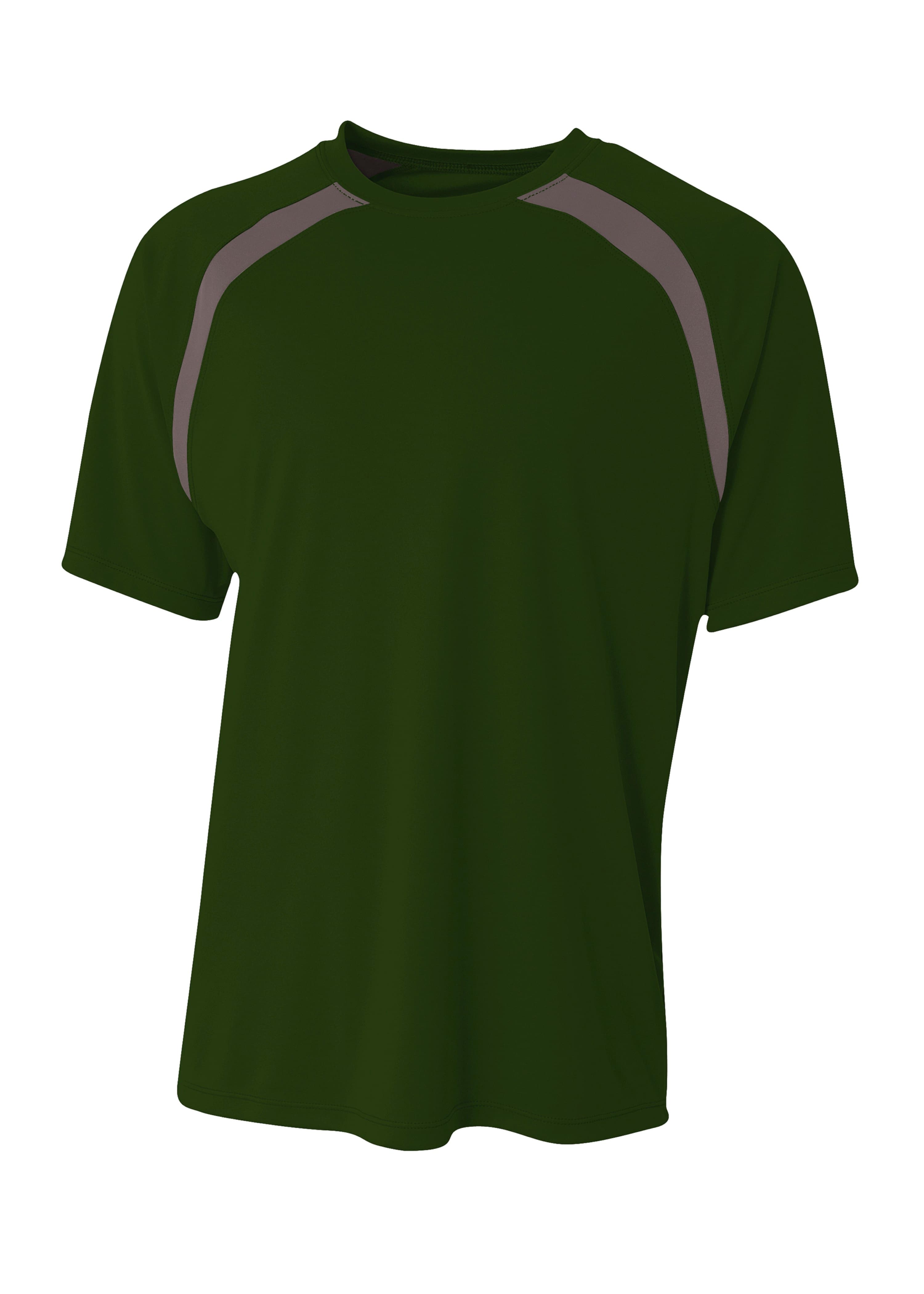 A4 Spartan Short Sleeve Color Block Crew - FOREST/GRAPHITE - front