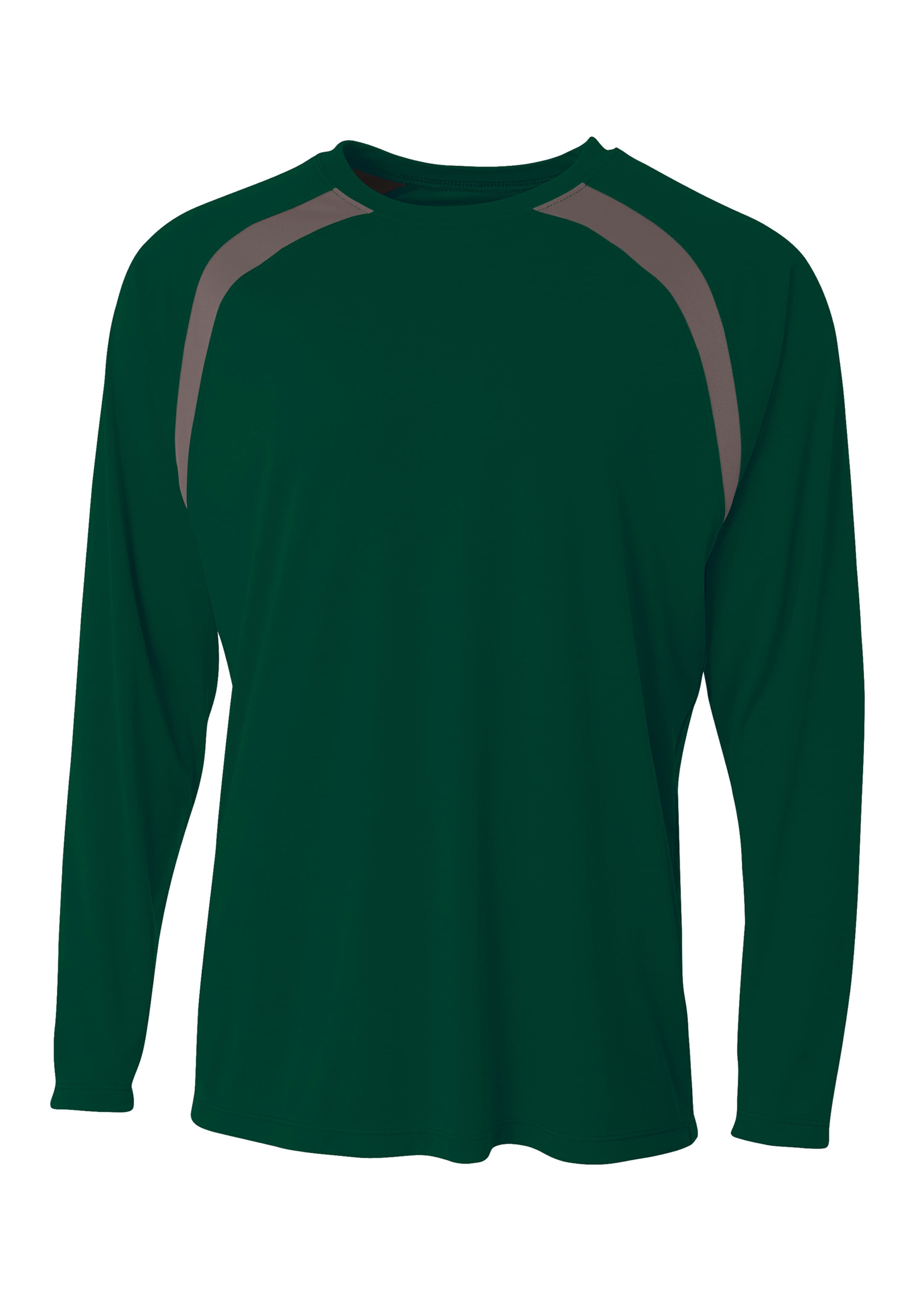 A4 Spartan Long Sleeve Color Block Crew - FOREST/GRAPHITE - front