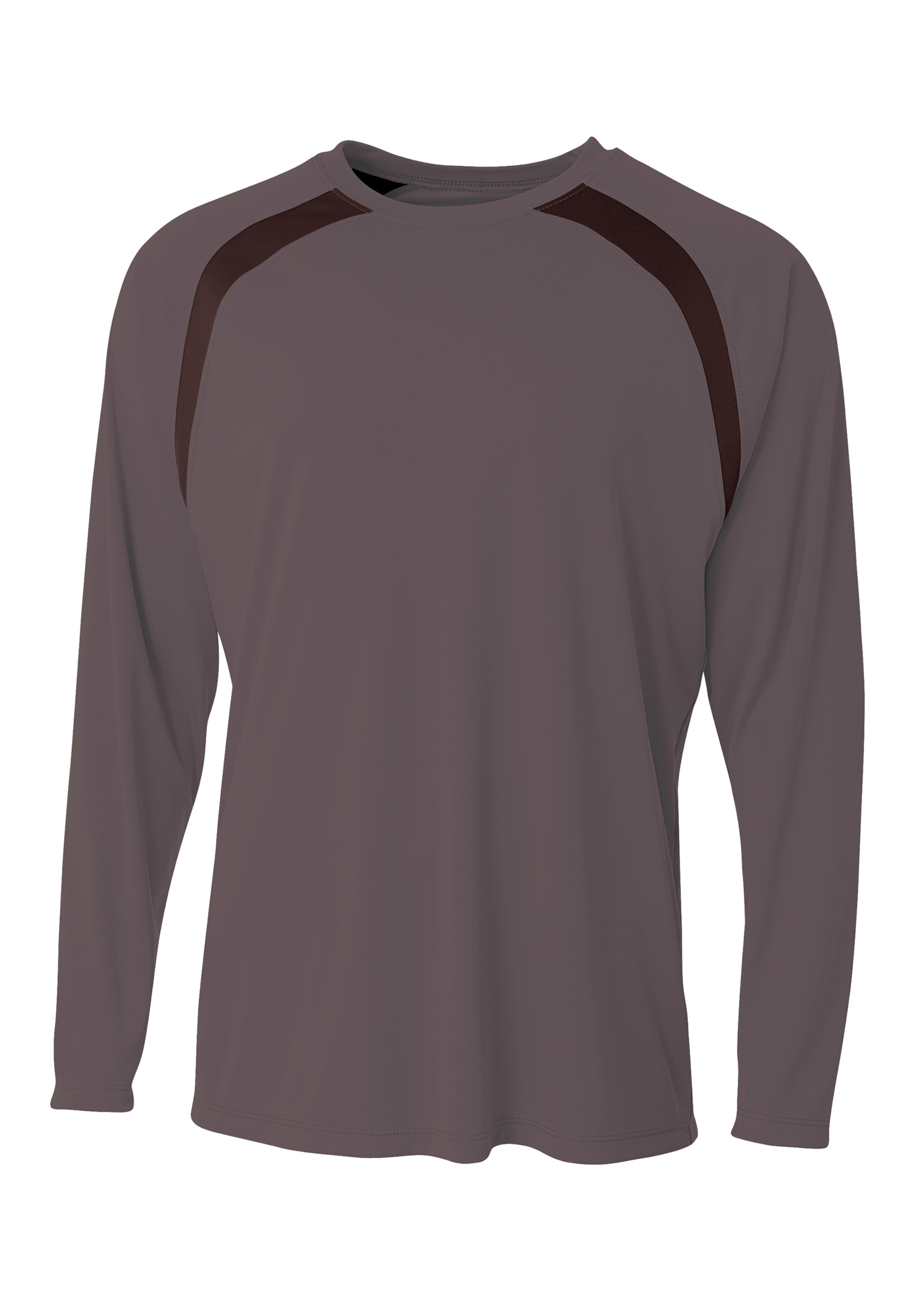 A4 Spartan Long Sleeve Color Block Crew - GRAPHITE/BLACK - front