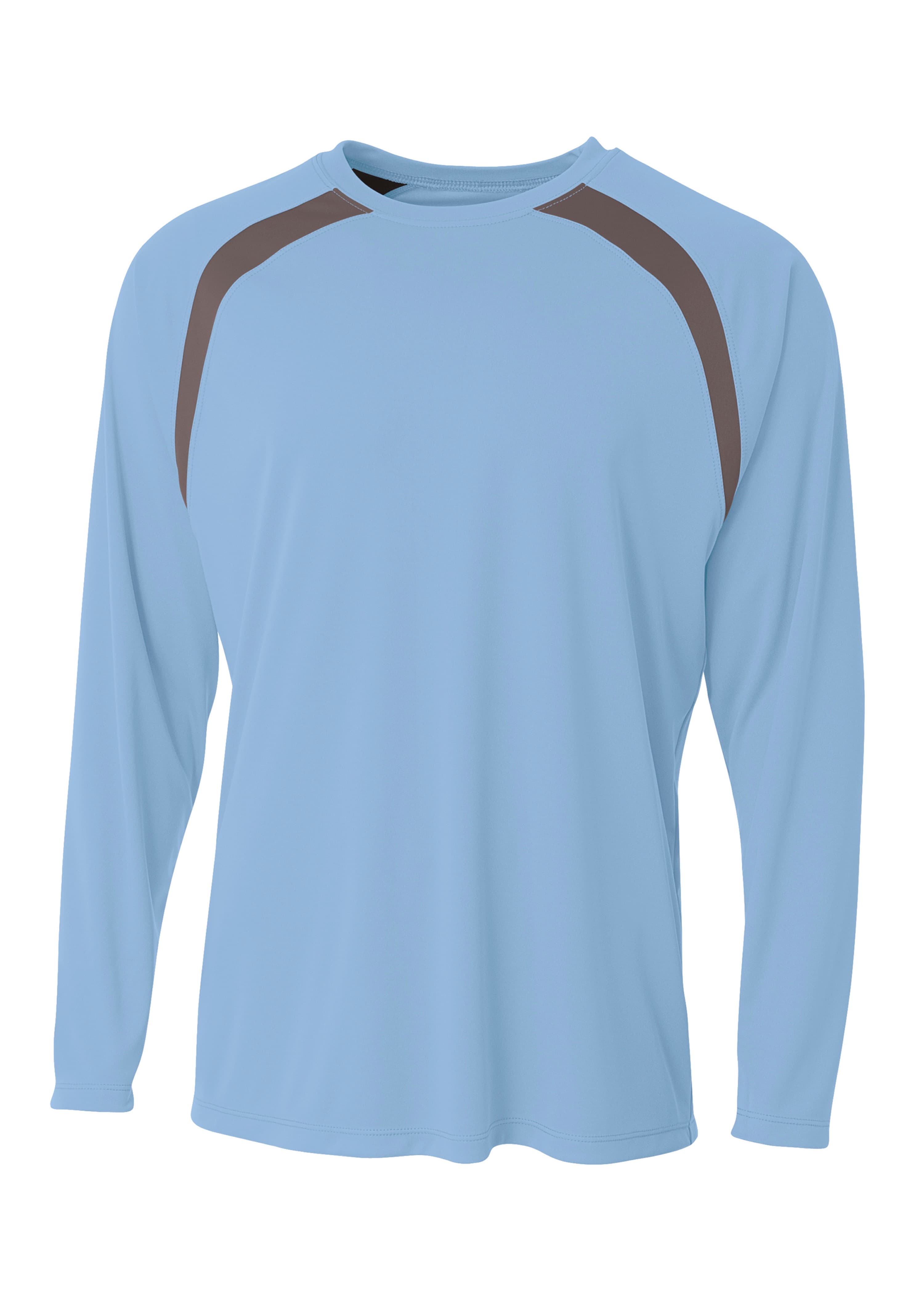 A4 Spartan Long Sleeve Color Block Crew - LTBLUE/ GRAPHITE - front