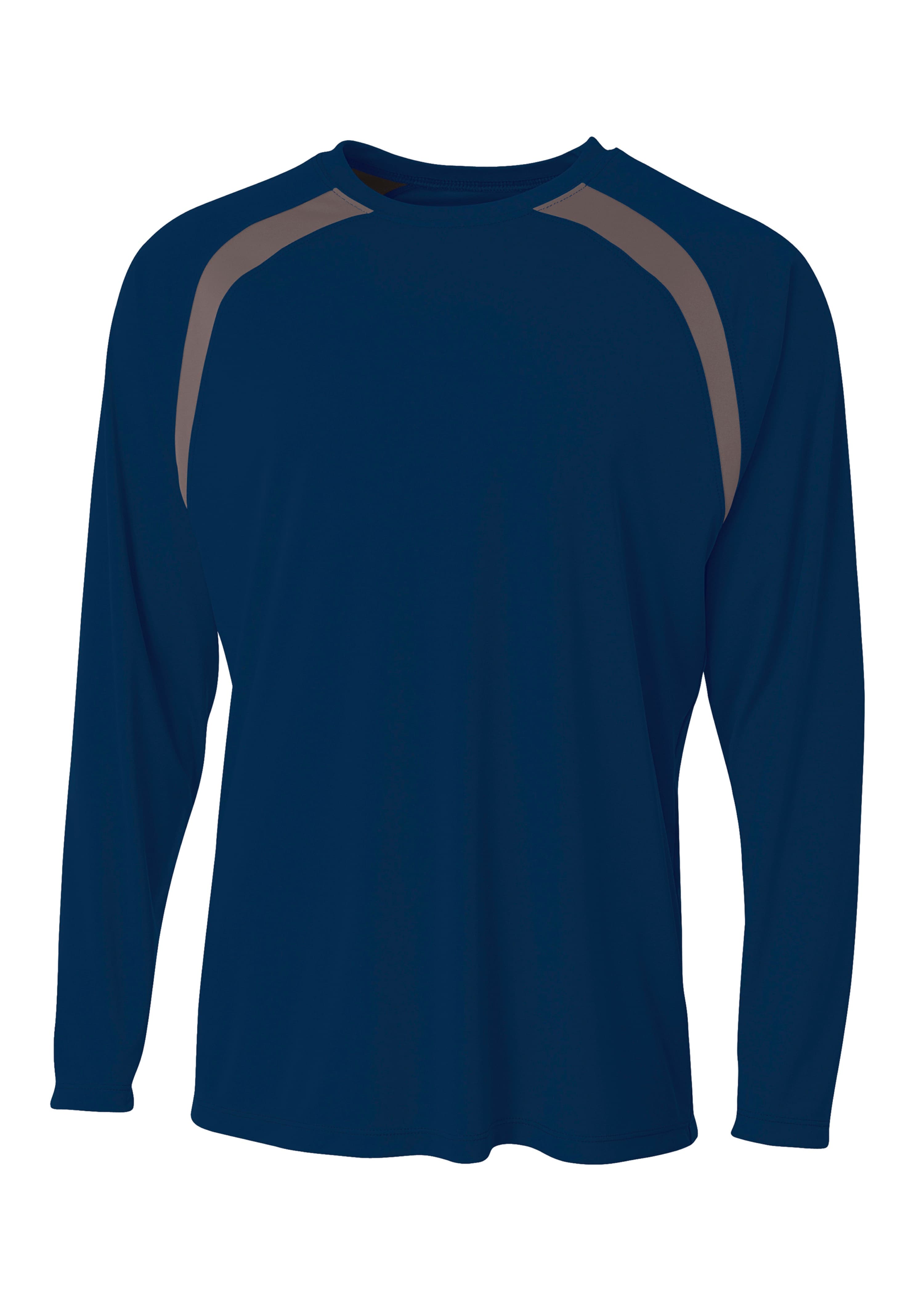A4 Spartan Long Sleeve Color Block Crew - NAVY/GRAPHITE - front