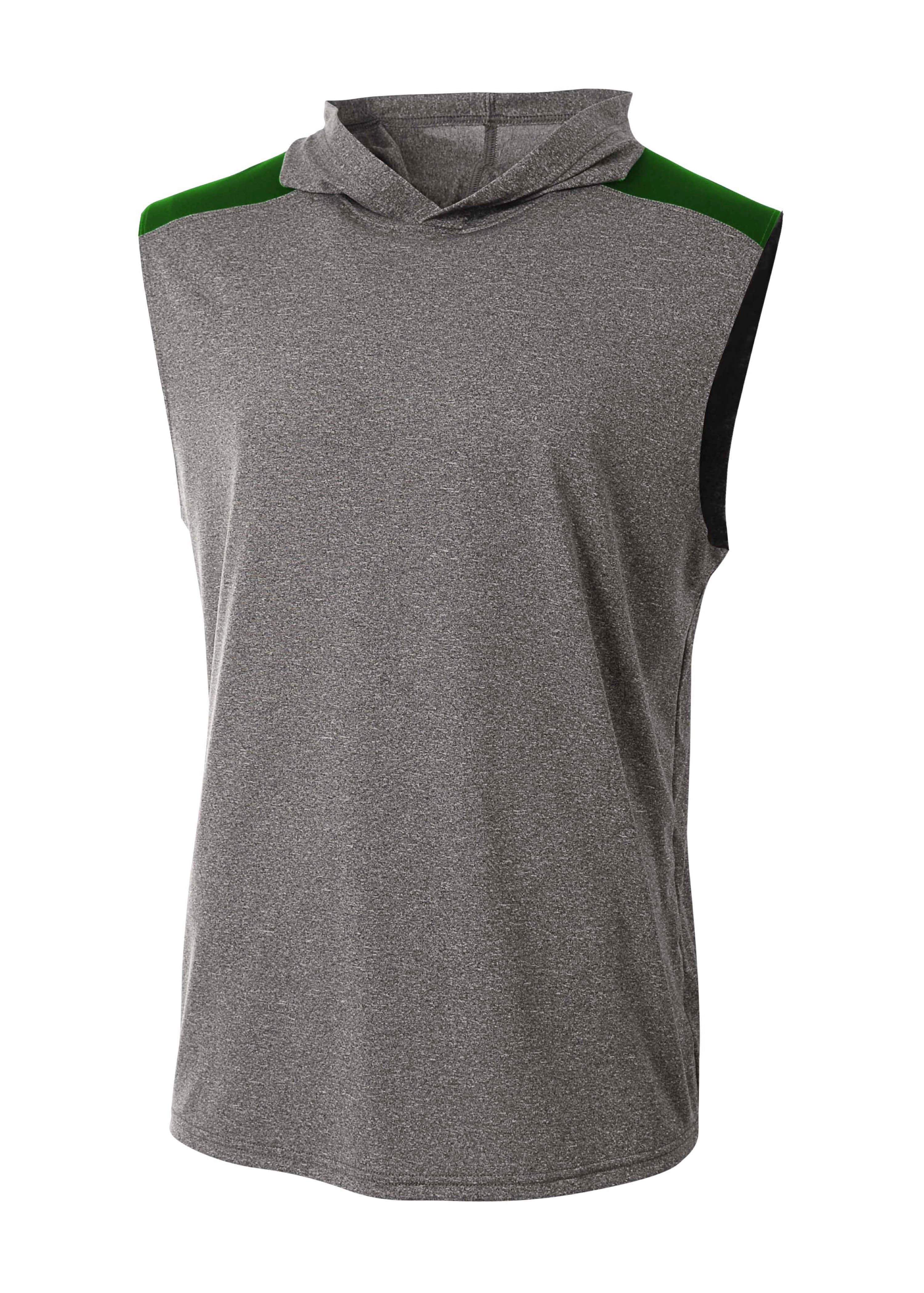 A4 Tourney Sleeveless Hooded Tee - HEATHER/FOREST - front