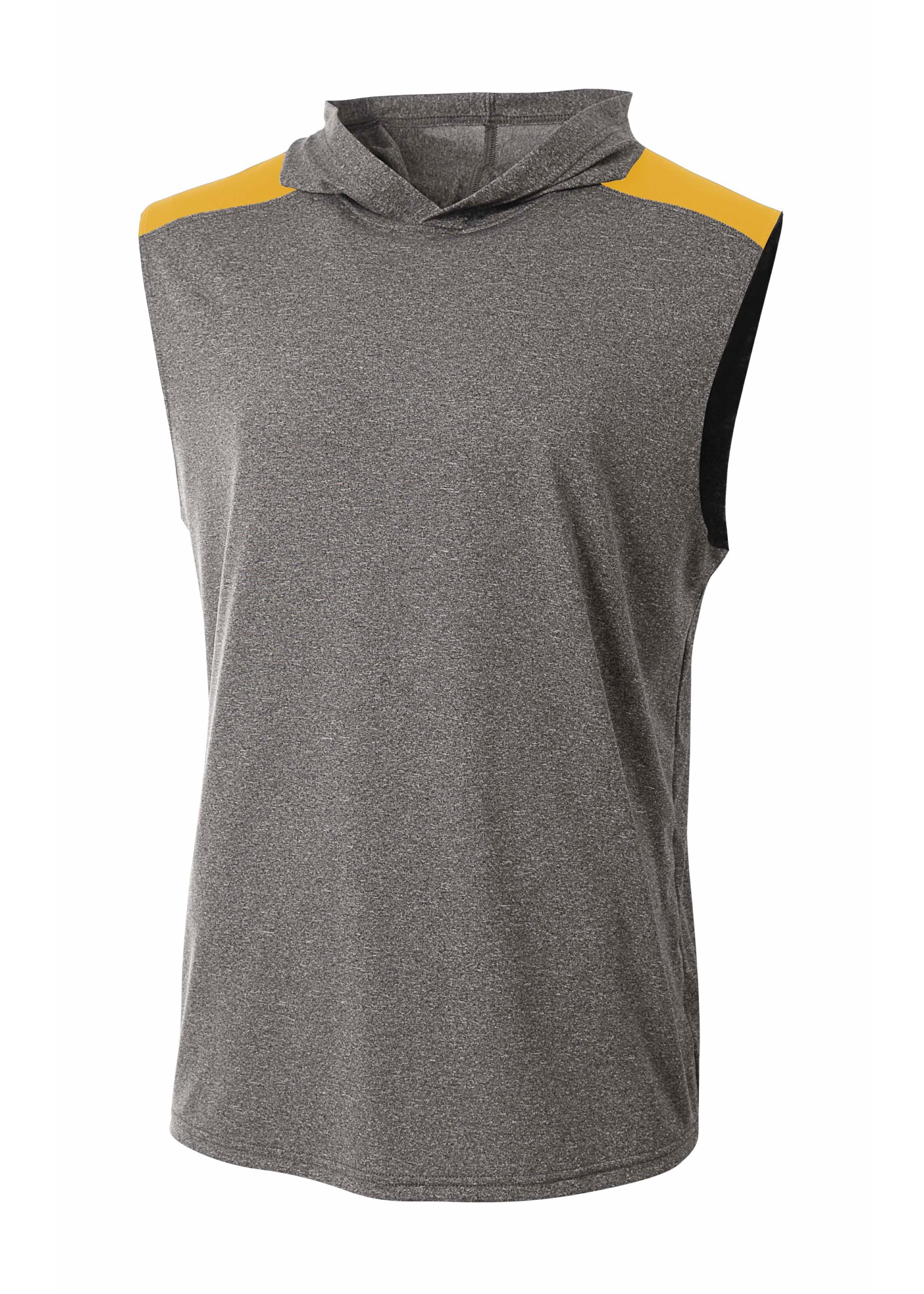 A4 Tourney Sleeveless Hooded Tee - HEATHER/GOLD - front