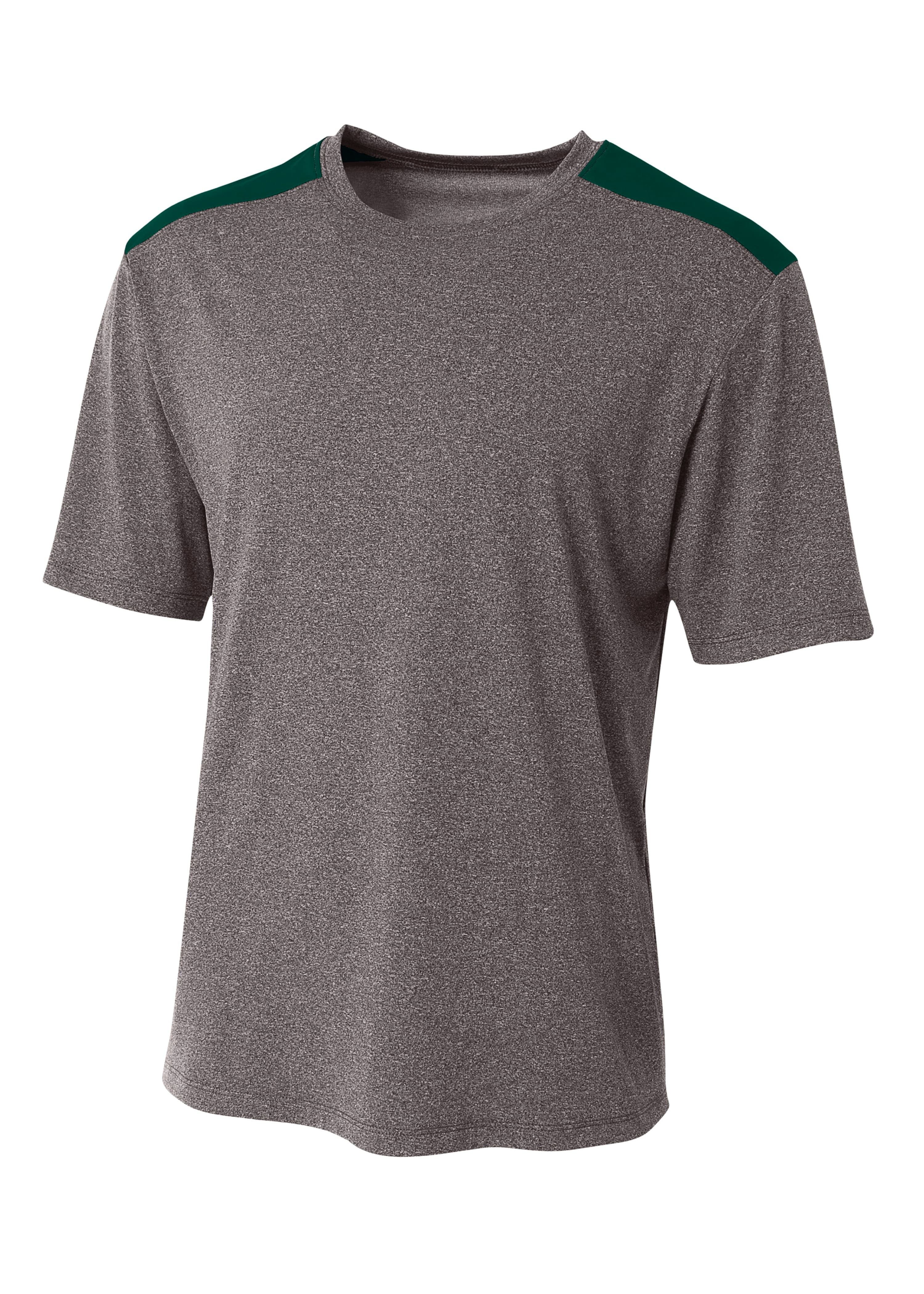 A4 Tourney Heather Short Sleeve Color Block - HEATHER/FOREST - front