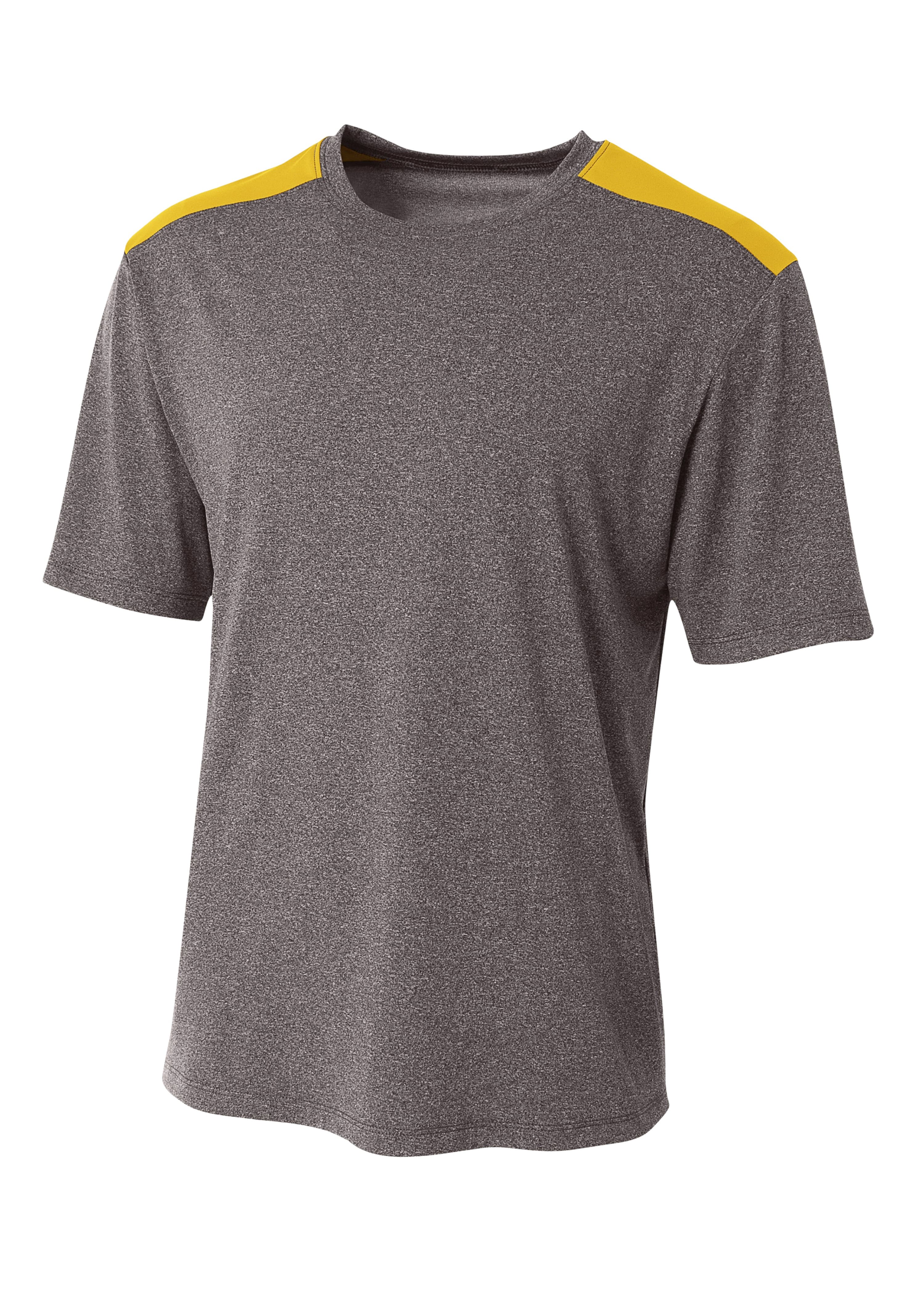 A4 Tourney Heather Short Sleeve Color Block - HEATHER/GOLD - front