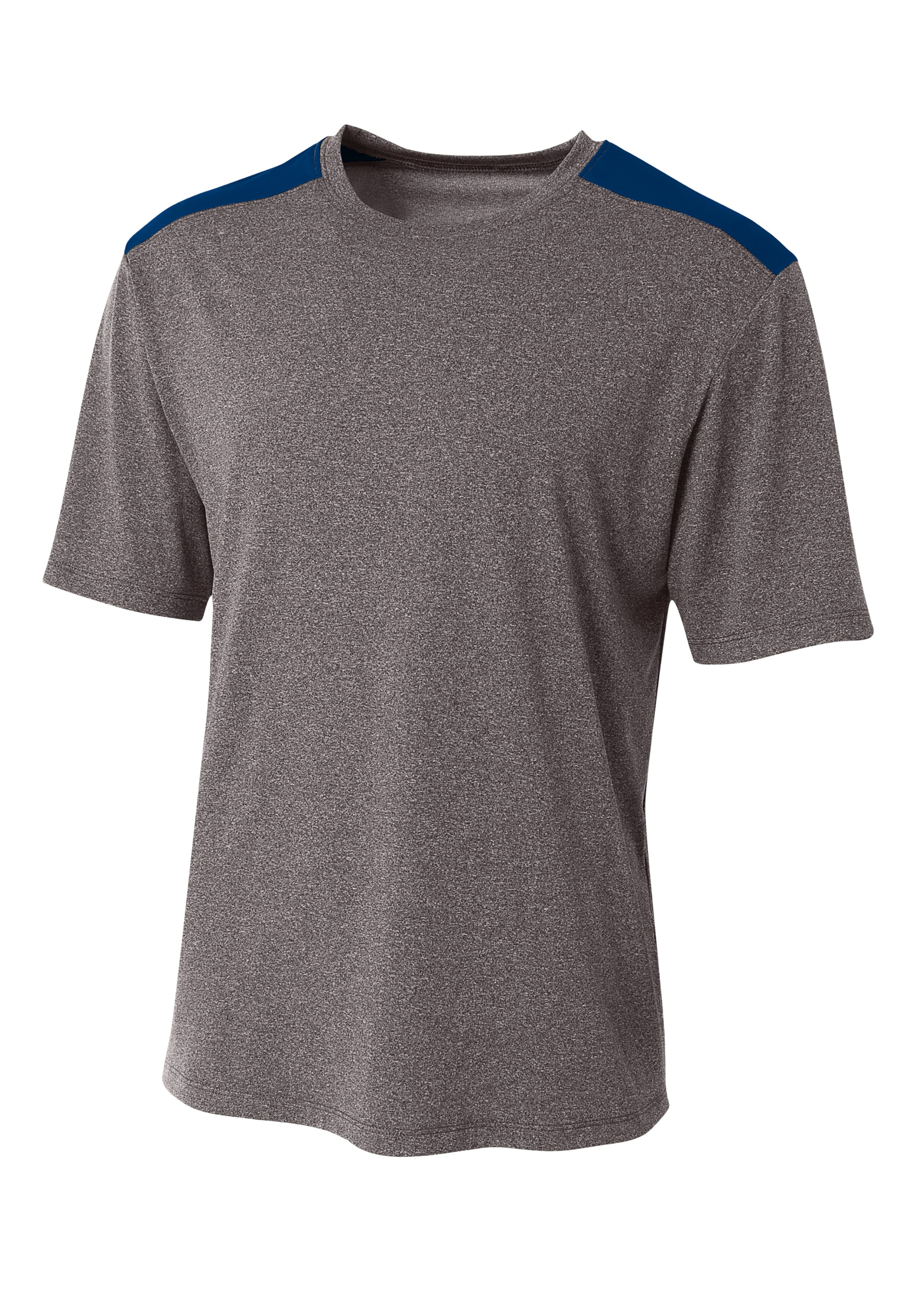 A4 Tourney Heather Short Sleeve Color Block - HEATHER/NAVY - front