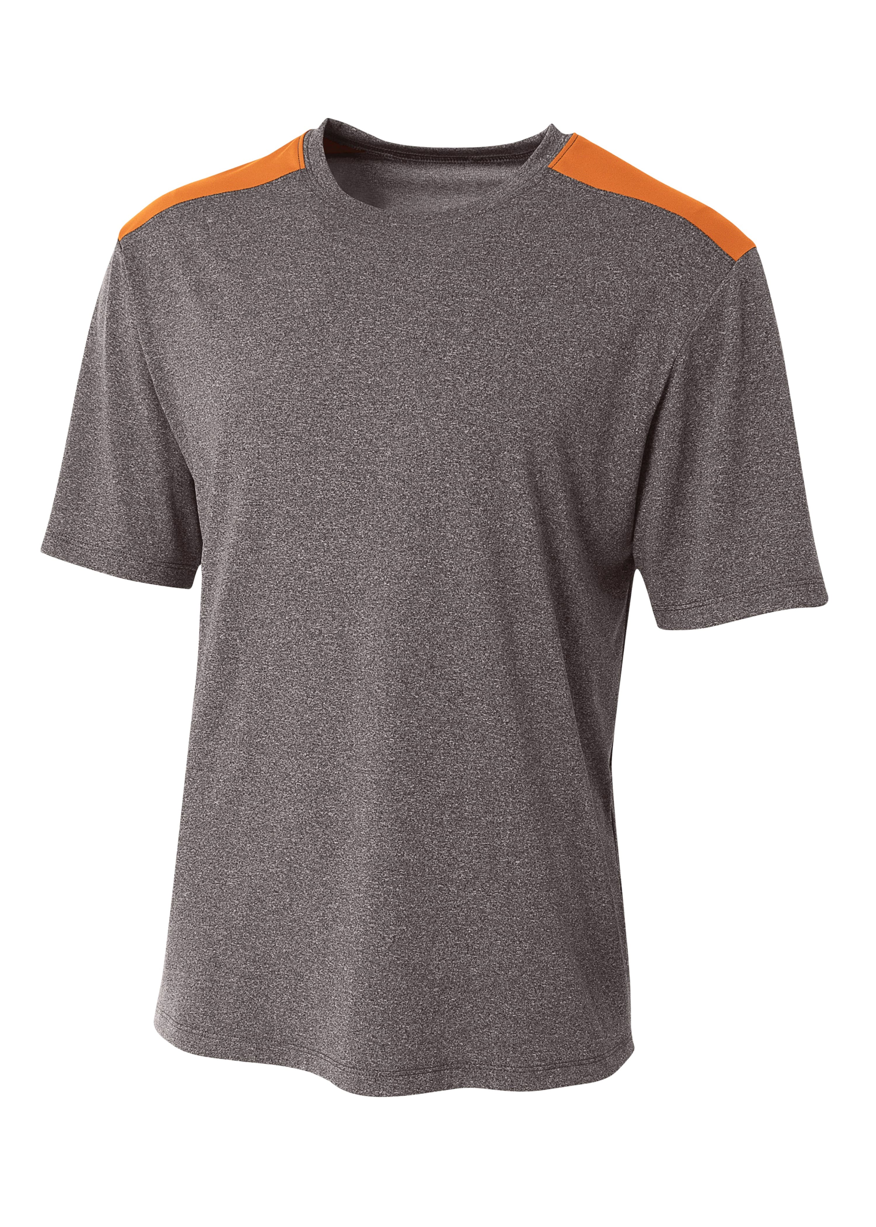 A4 Tourney Heather Short Sleeve Color Block - HEATHER/ORANGE - front