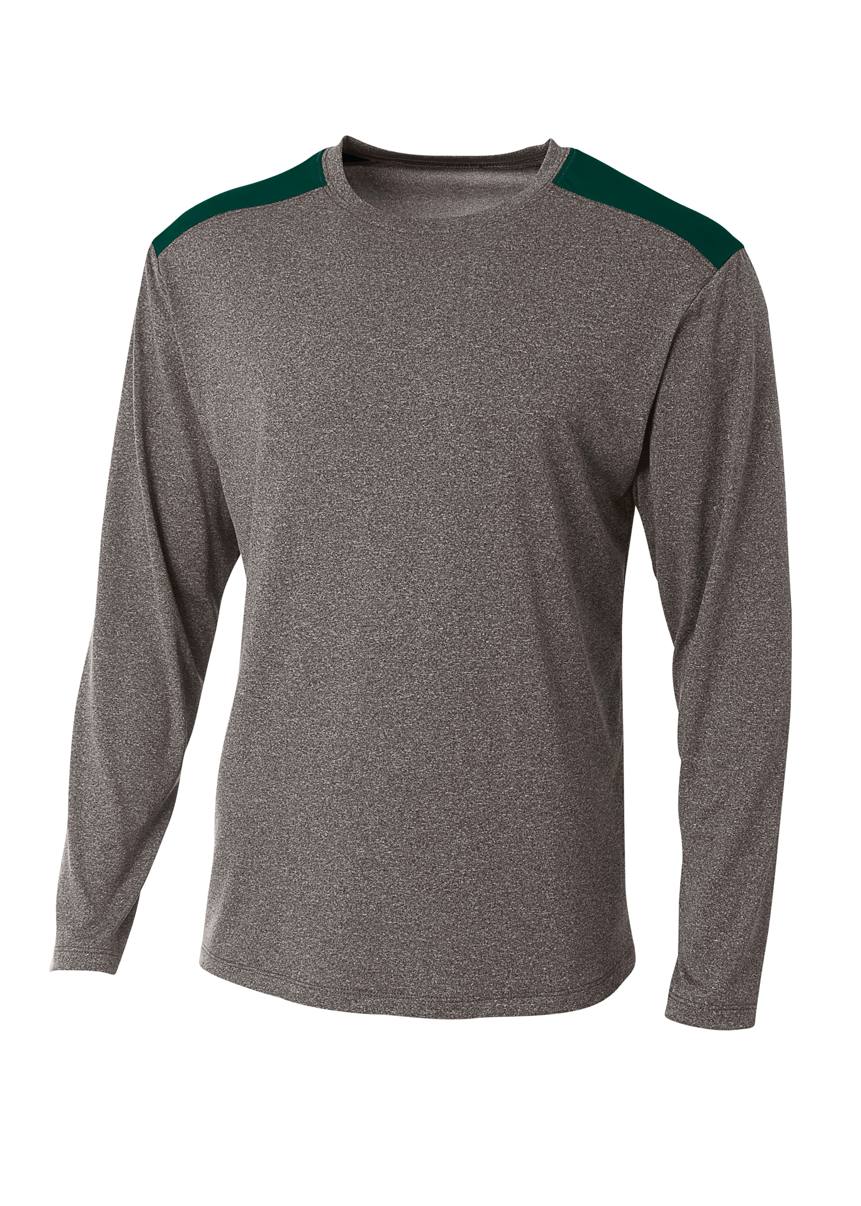 A4 Tourney Heather Long Sleeve Tee - HEATHER/FOREST - front