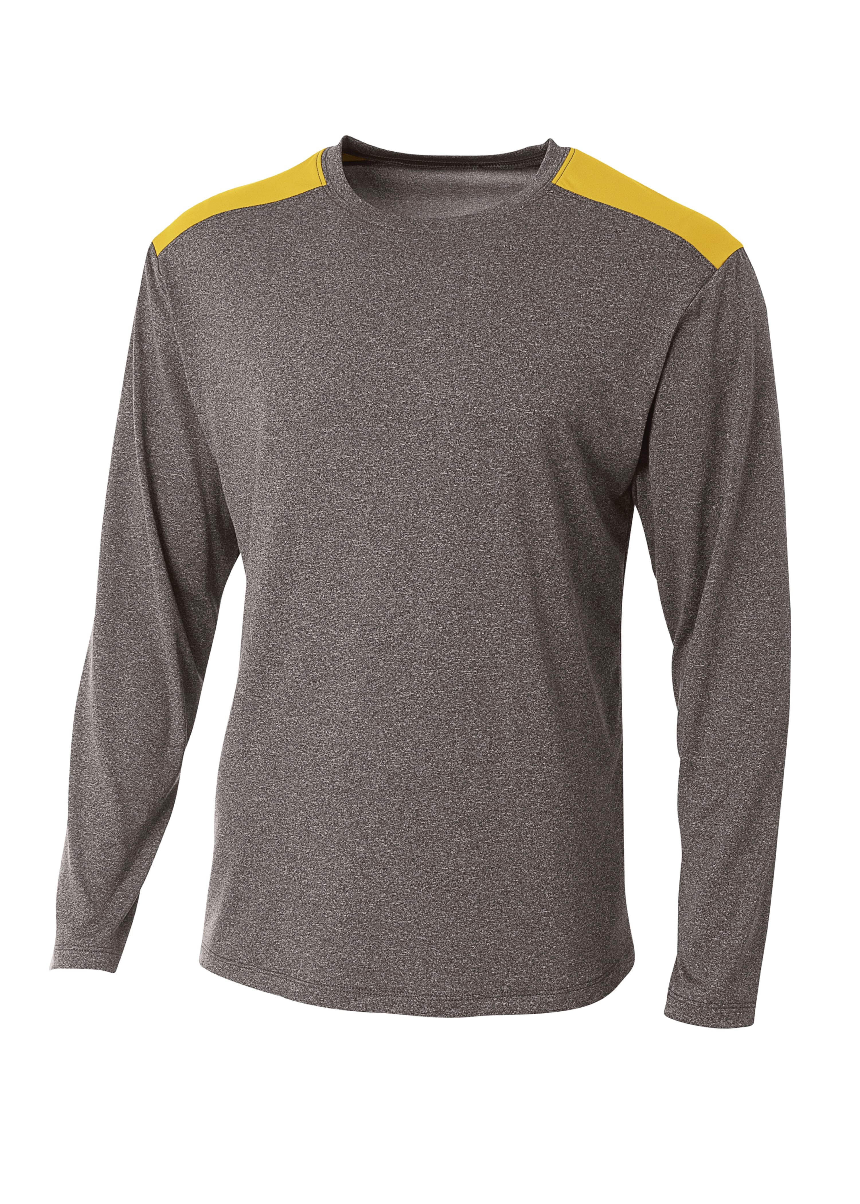 A4 Tourney Heather Long Sleeve Tee - HEATHER/GOLD - front