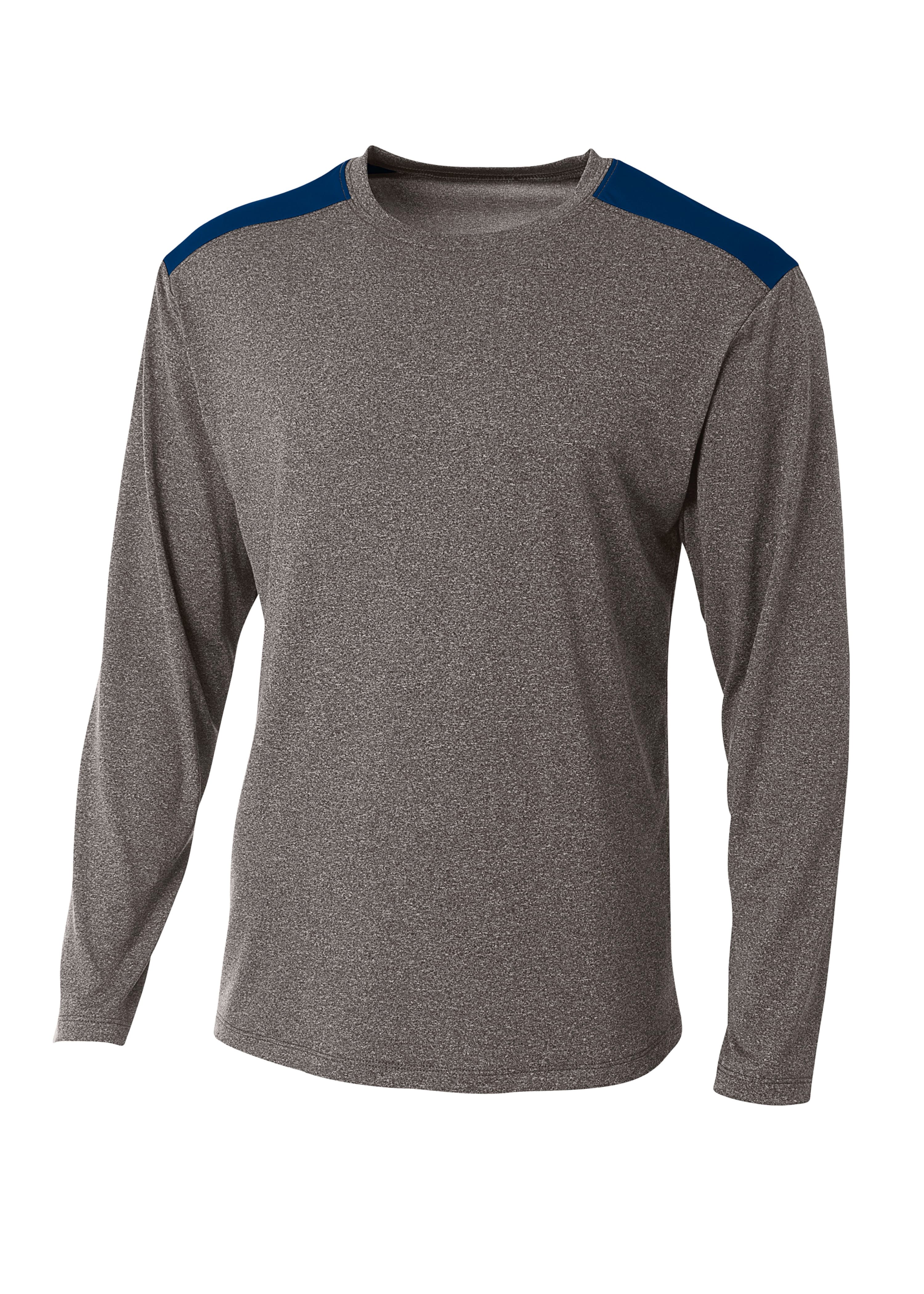 A4 Tourney Heather Long Sleeve Tee - HEATHER/NAVY - front