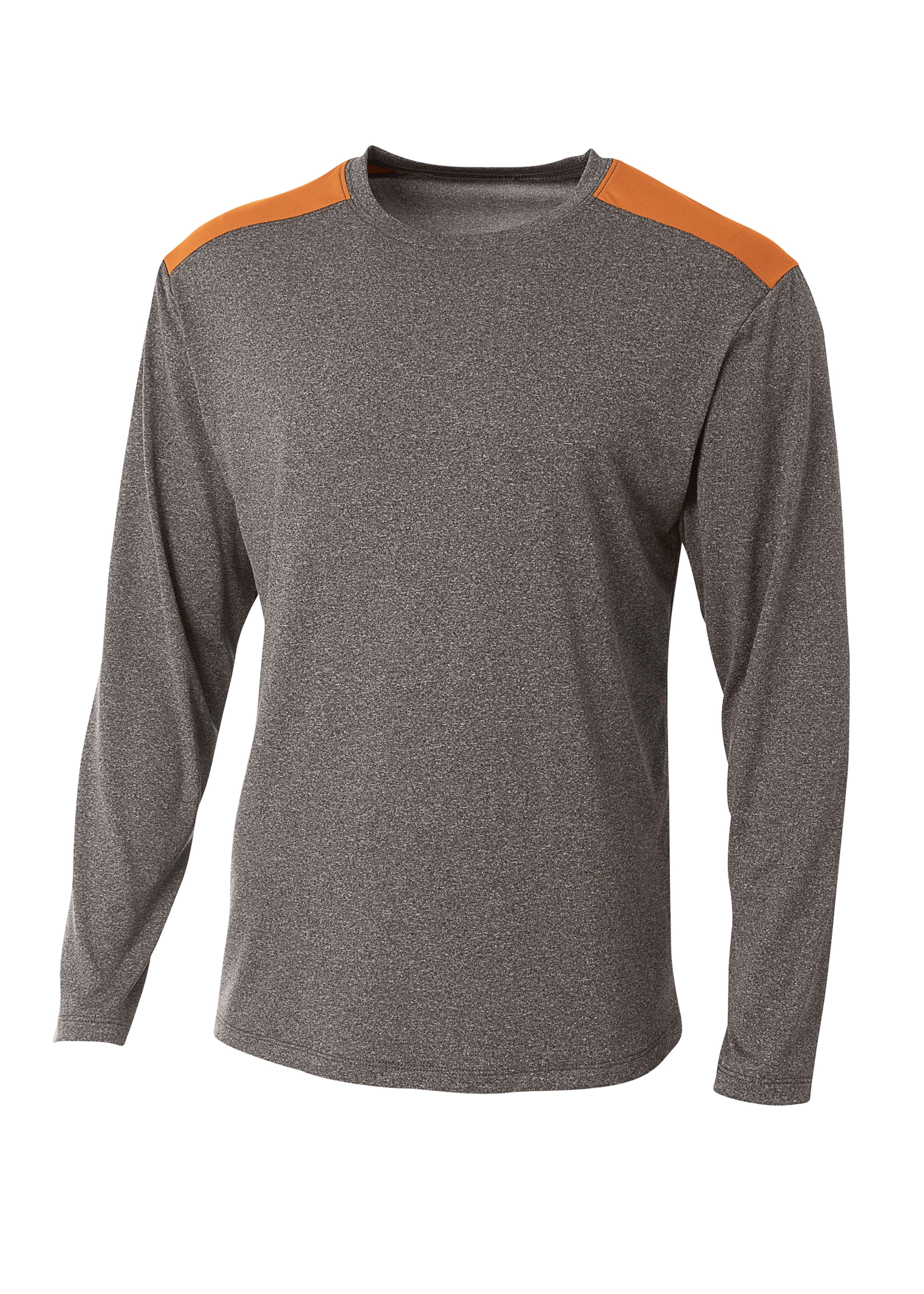 A4 Tourney Heather Long Sleeve Tee - HEATHER/ORANGE - front
