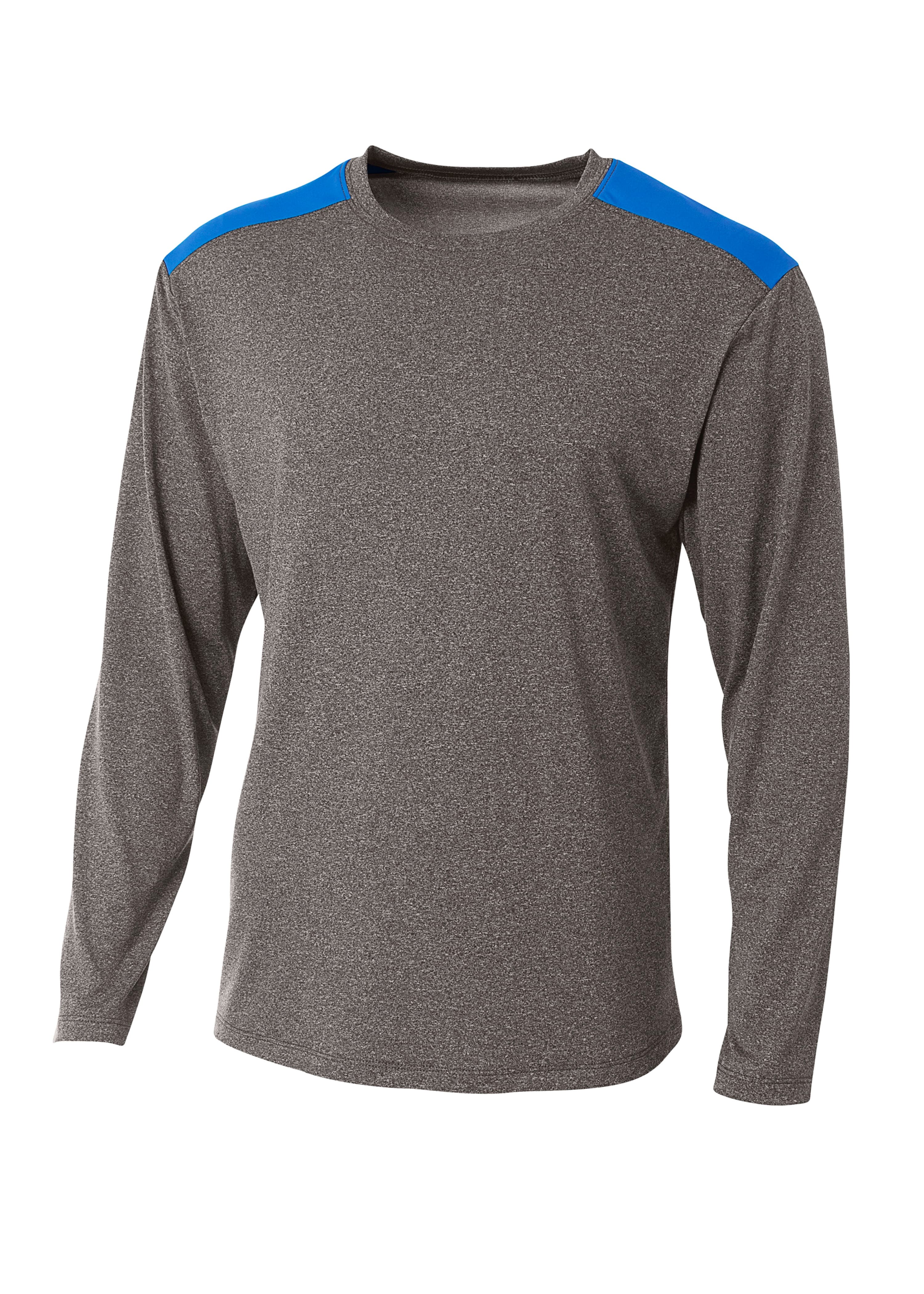 A4 Tourney Heather Long Sleeve Tee - HEATHER/ROYAL - front