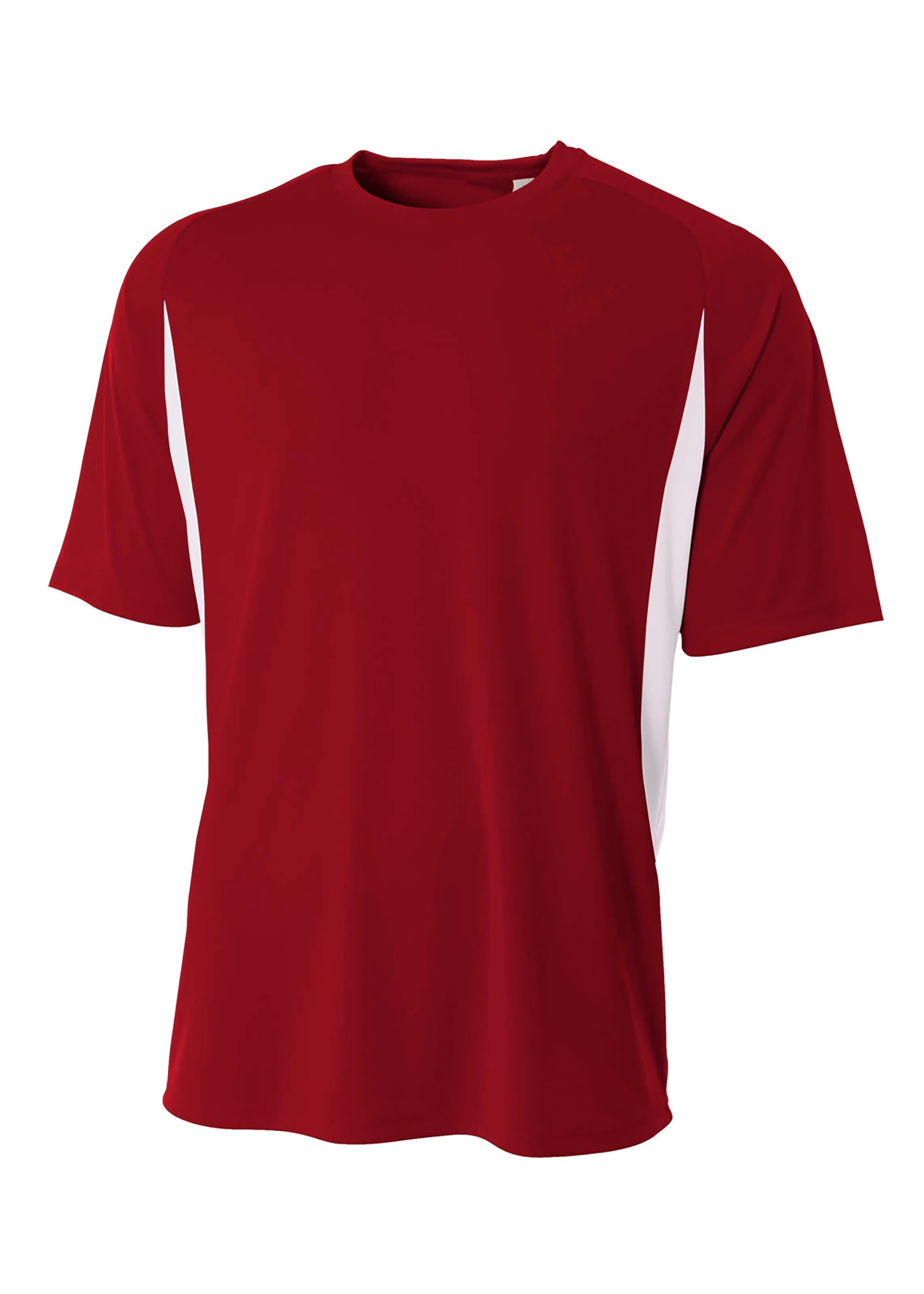 A4 Cooling Performance Color Block Tee - CARDINAL/WHITE - front