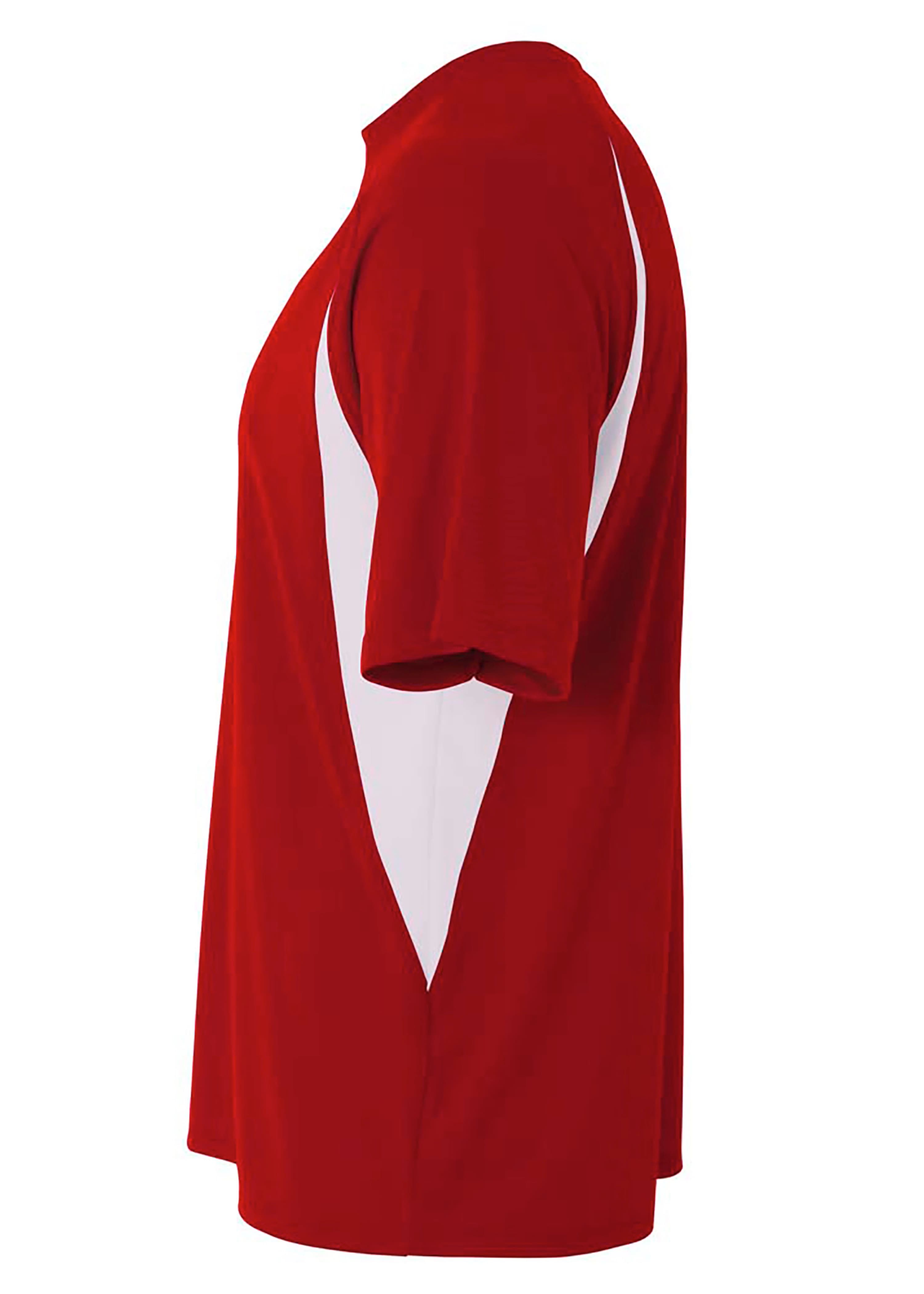 A4 Cooling Performance Color Block Tee - CARDINAL/WHITE - side