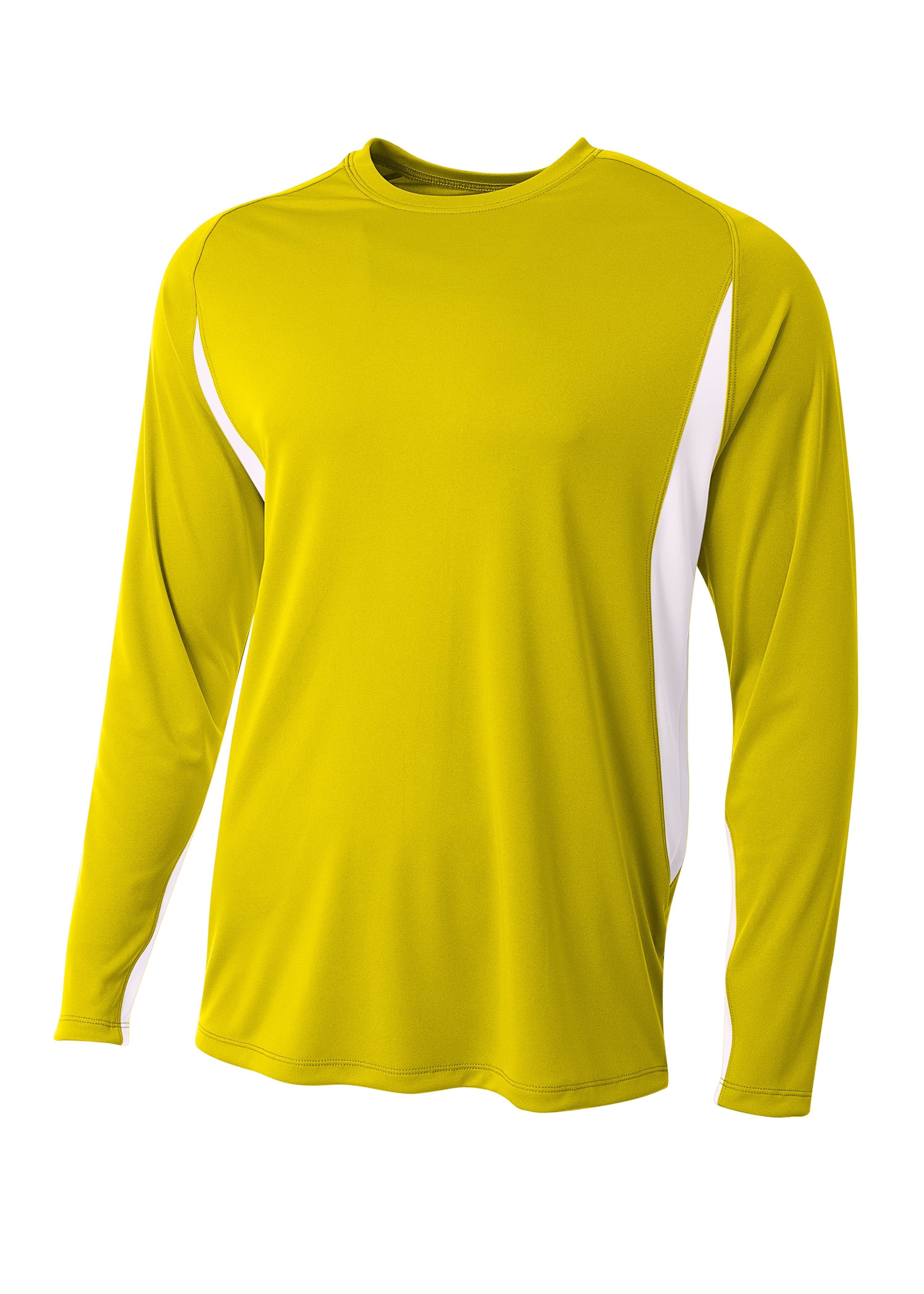 A4 Long Sleeve Color Block Tee - GOLD/WHITE - front
