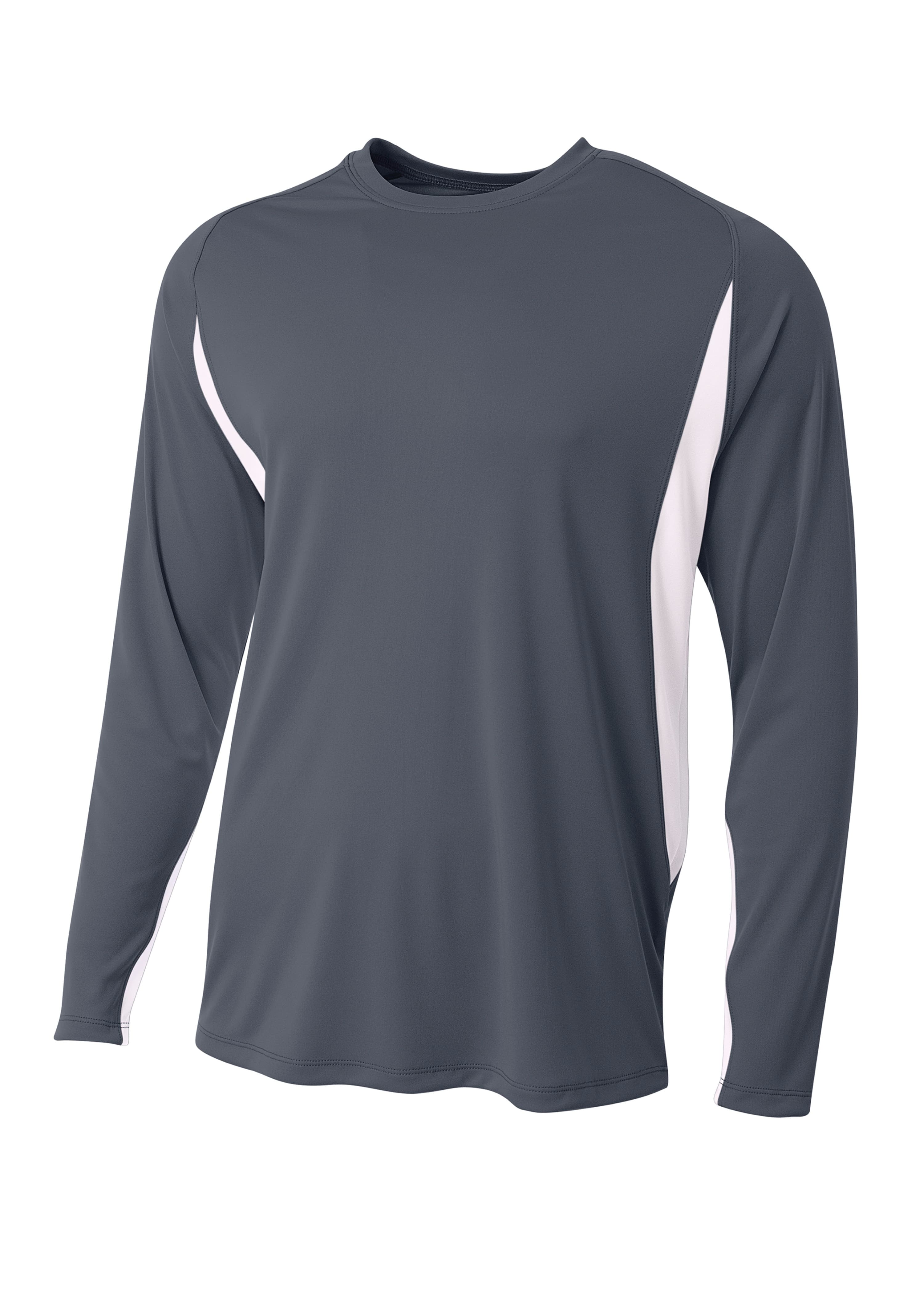 A4 Long Sleeve Color Block Tee - GRAPHITE/WHITE - front