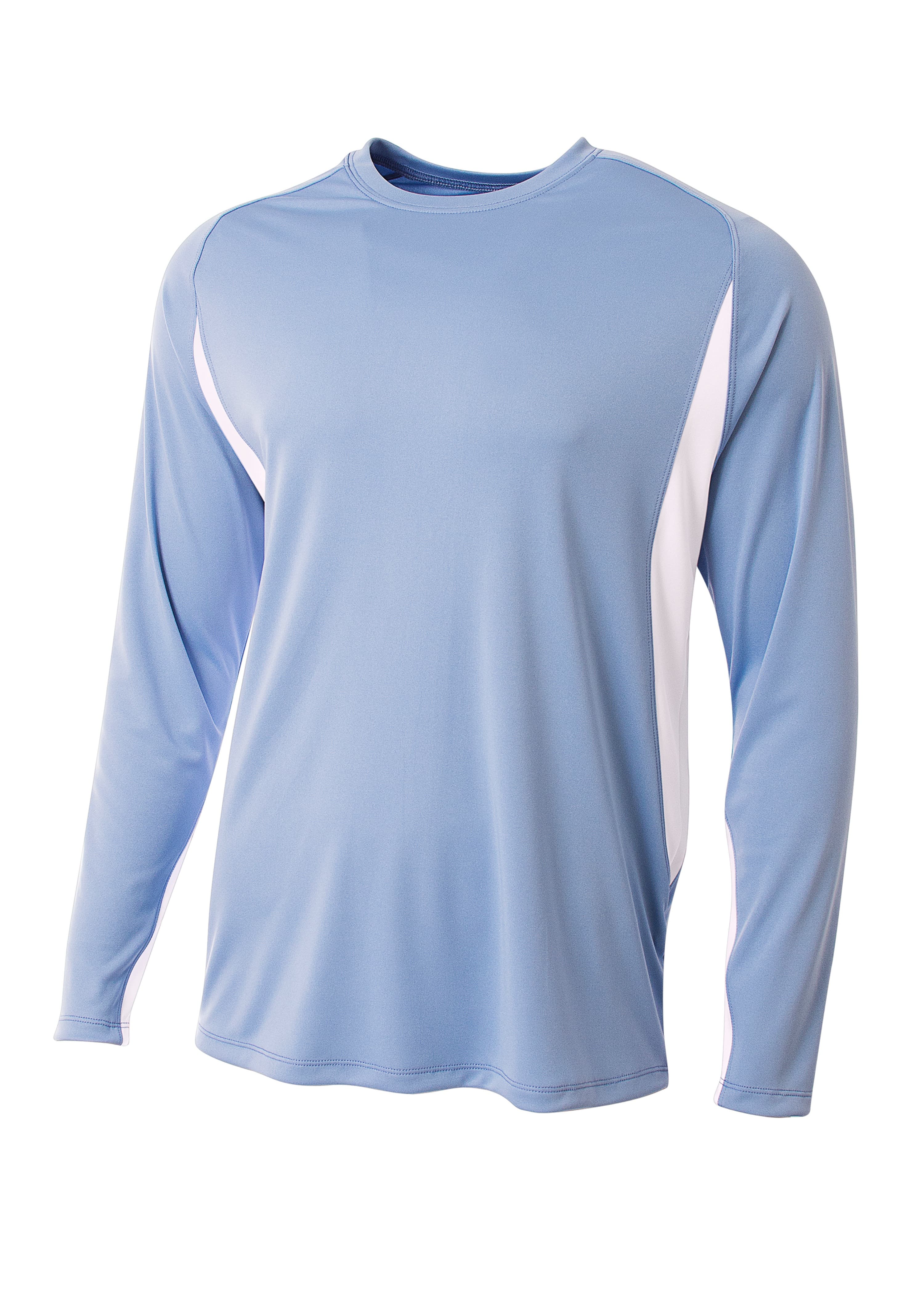 A4 Long Sleeve Color Block Tee - LT BLUE/WHITE - front