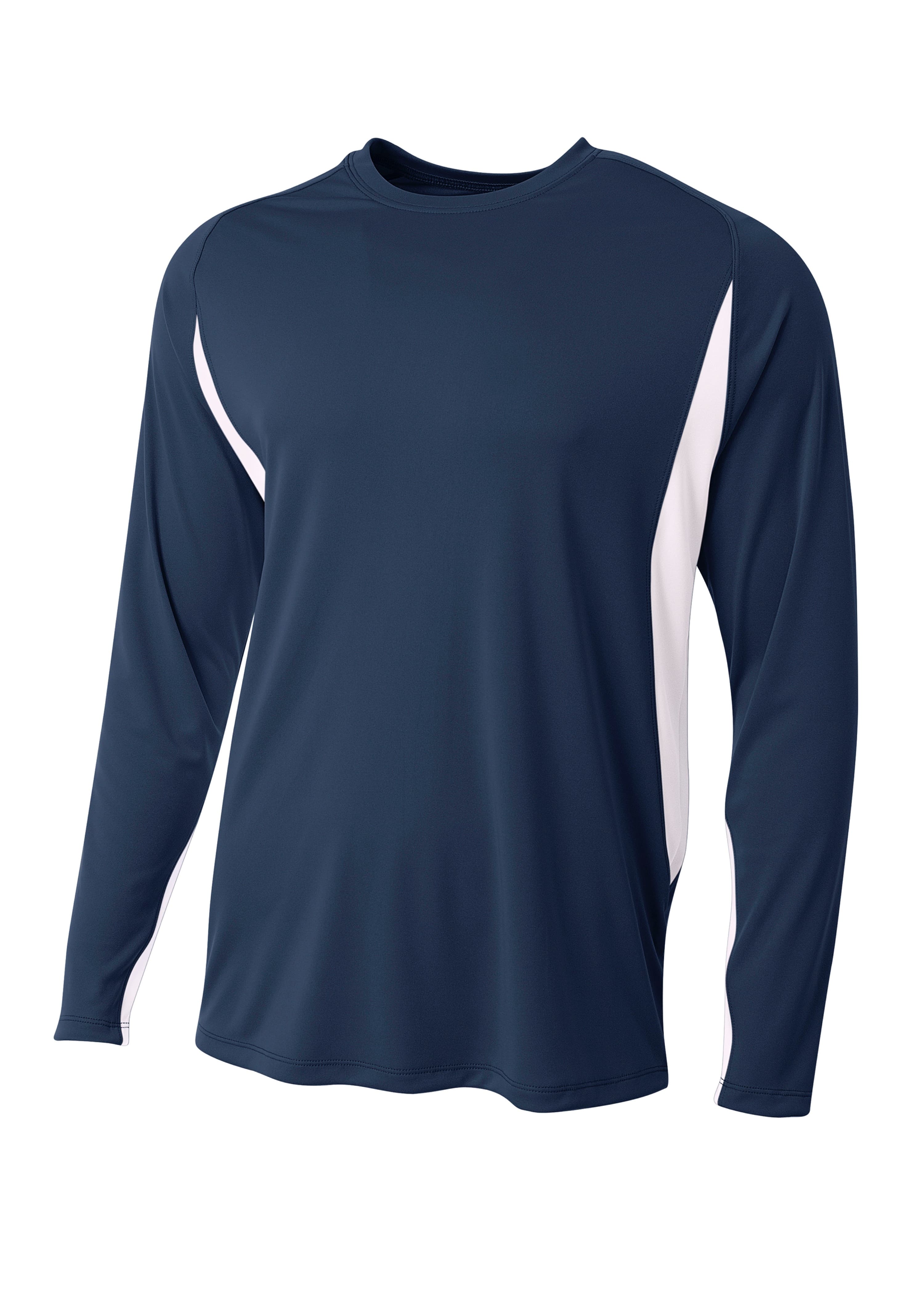A4 Long Sleeve Color Block Tee - NAVY/WHITE - front
