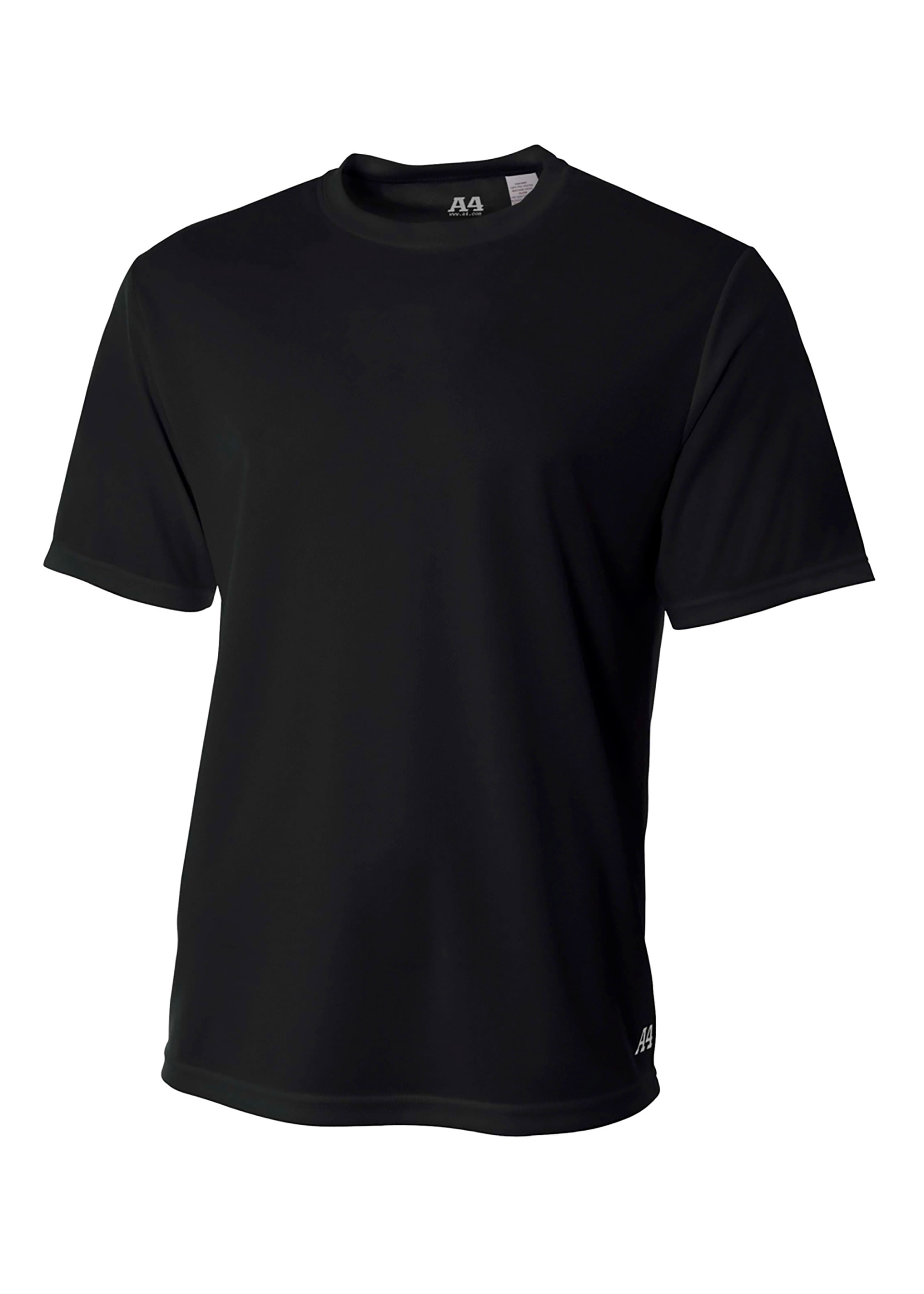 A4 Short Sleeve Birds-Eye Mesh Crew - BLACK - front