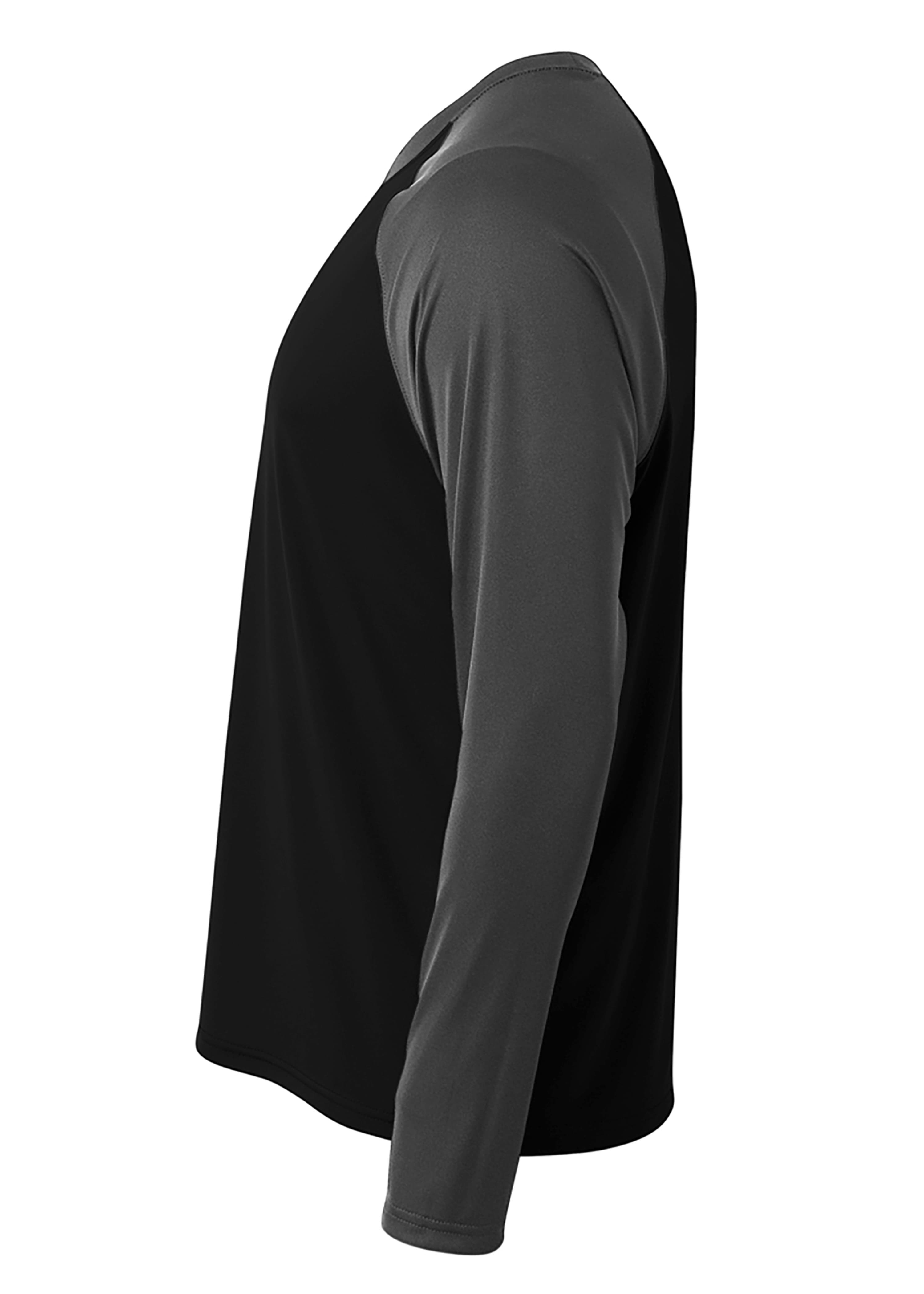 A4 Long Sleeve Strike Raglan Tee - BLACK/GRAPHITE - side