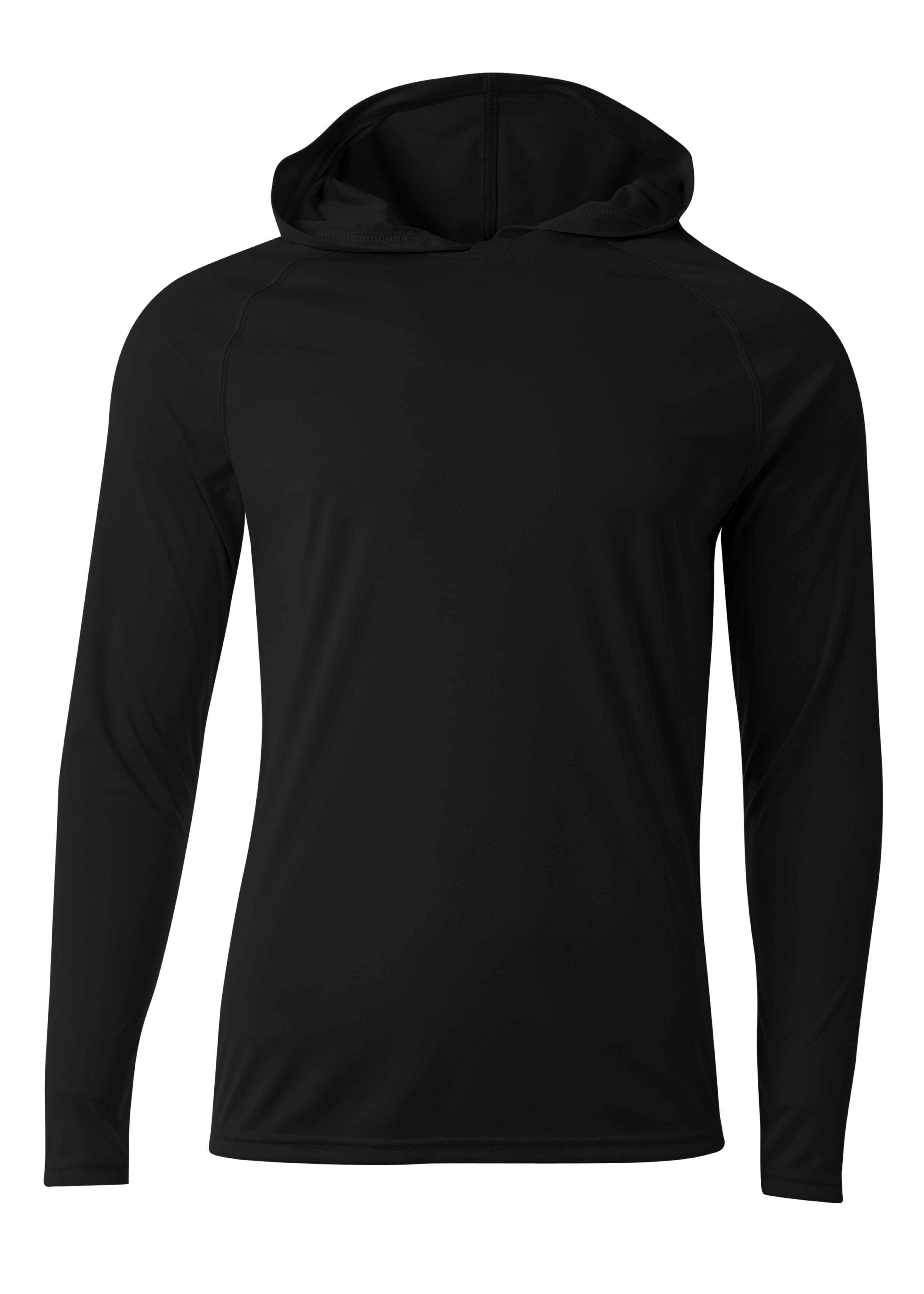 A4 Long Sleeve Hooded Tee - BLACK - front