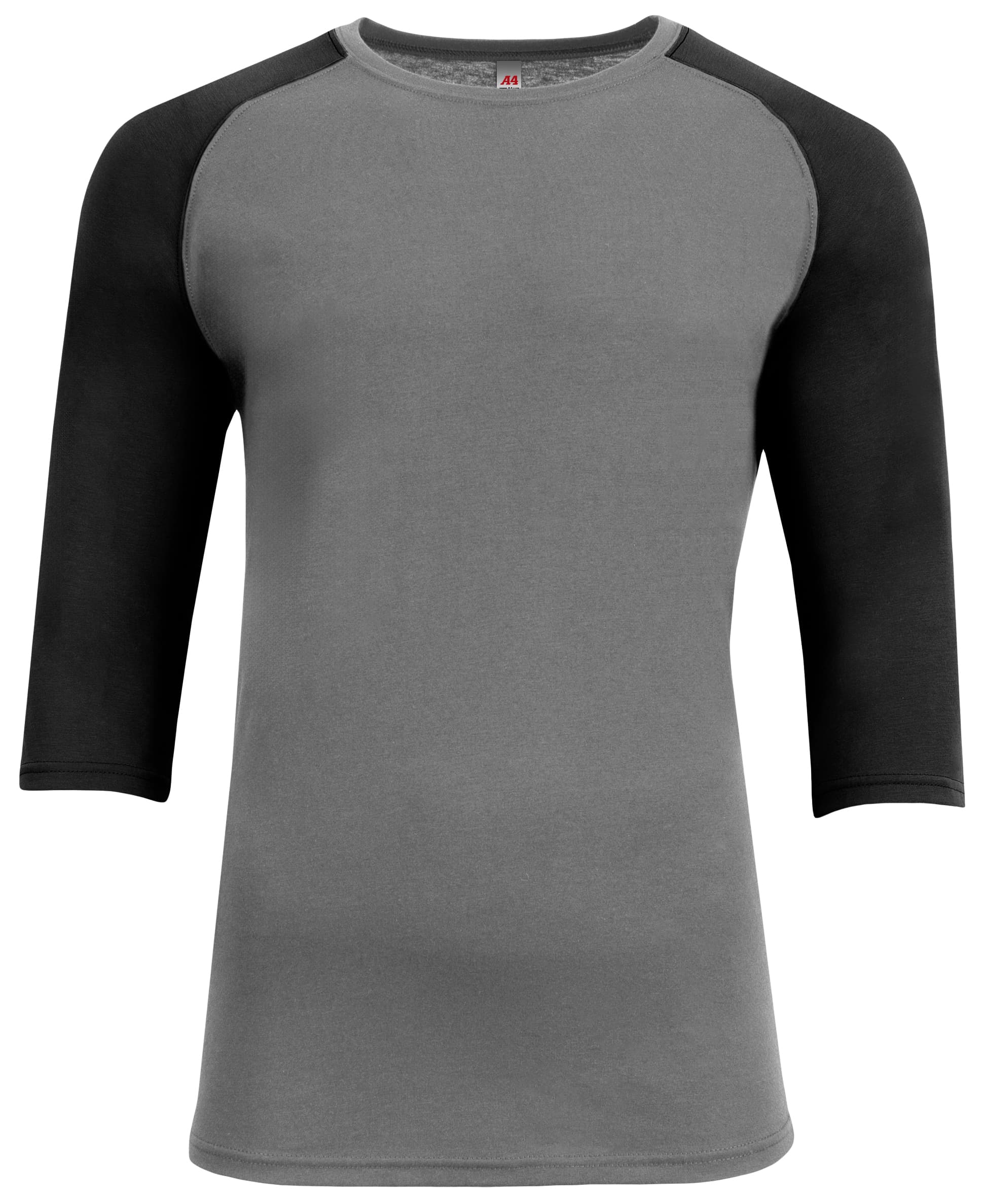 A4 Softek 3/4 Sleeve Raglan - GRAPHITE/BLACK - front