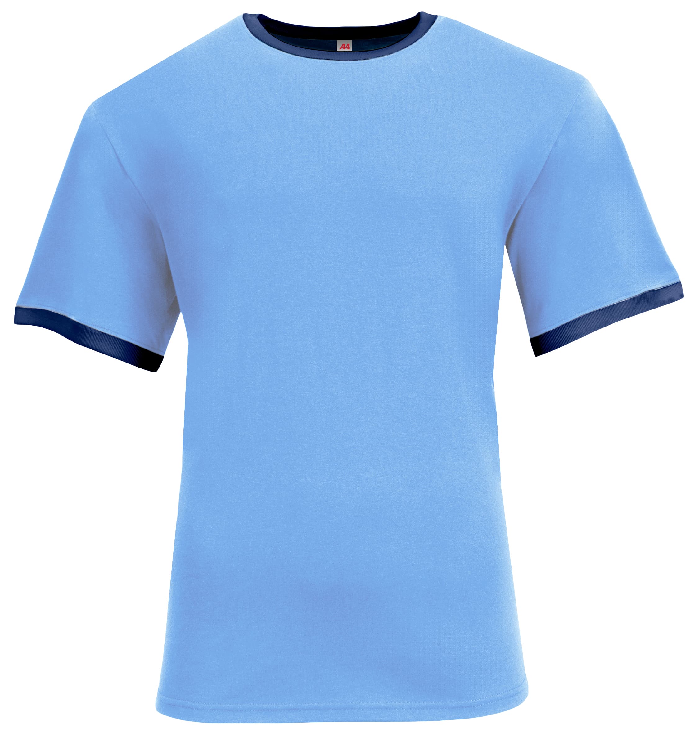 A4 Softek Ringer Tee - LT BLUE/NAVY - front