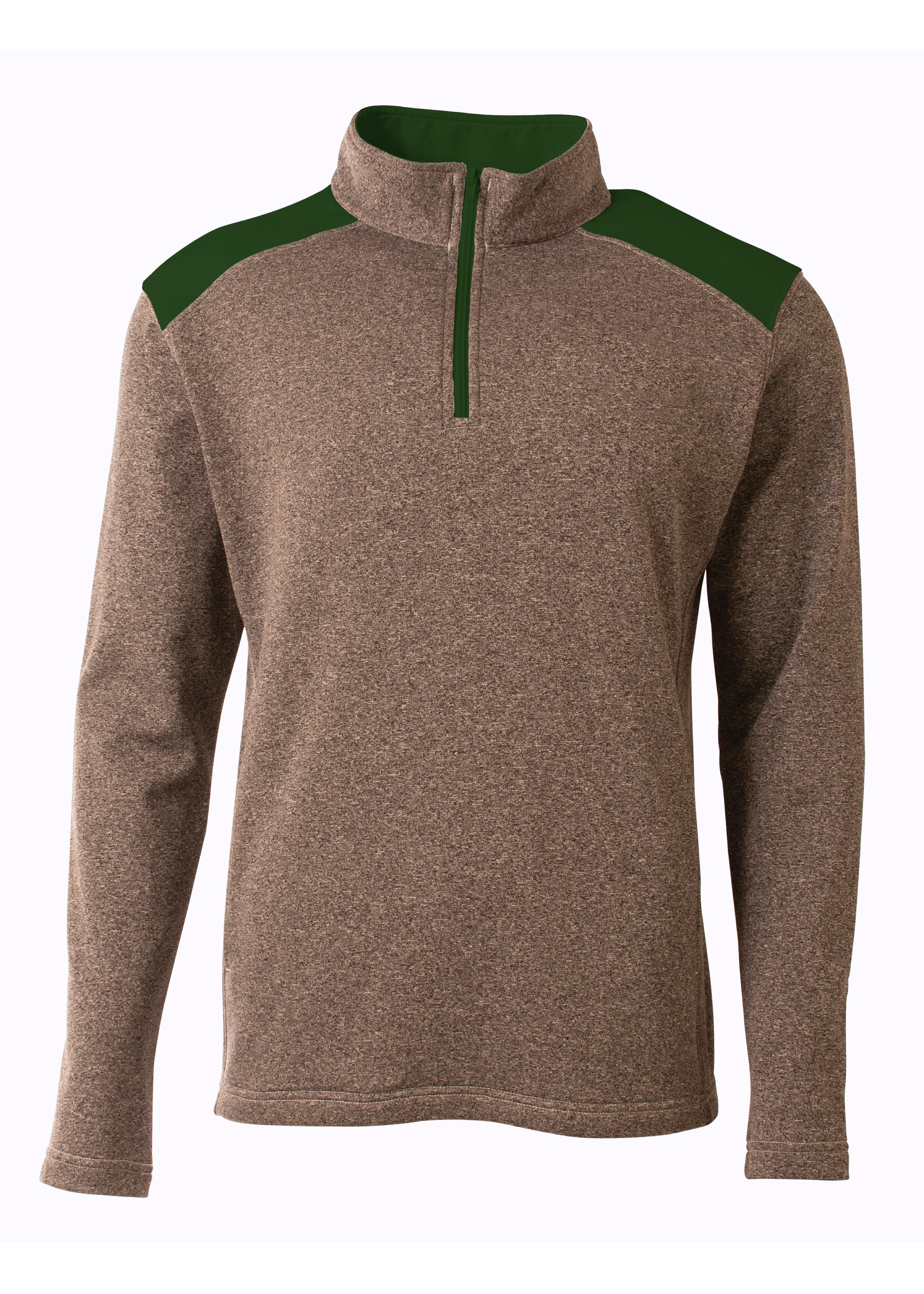 A4 Tourney Quarter Zip - HEATHER/FOREST - front