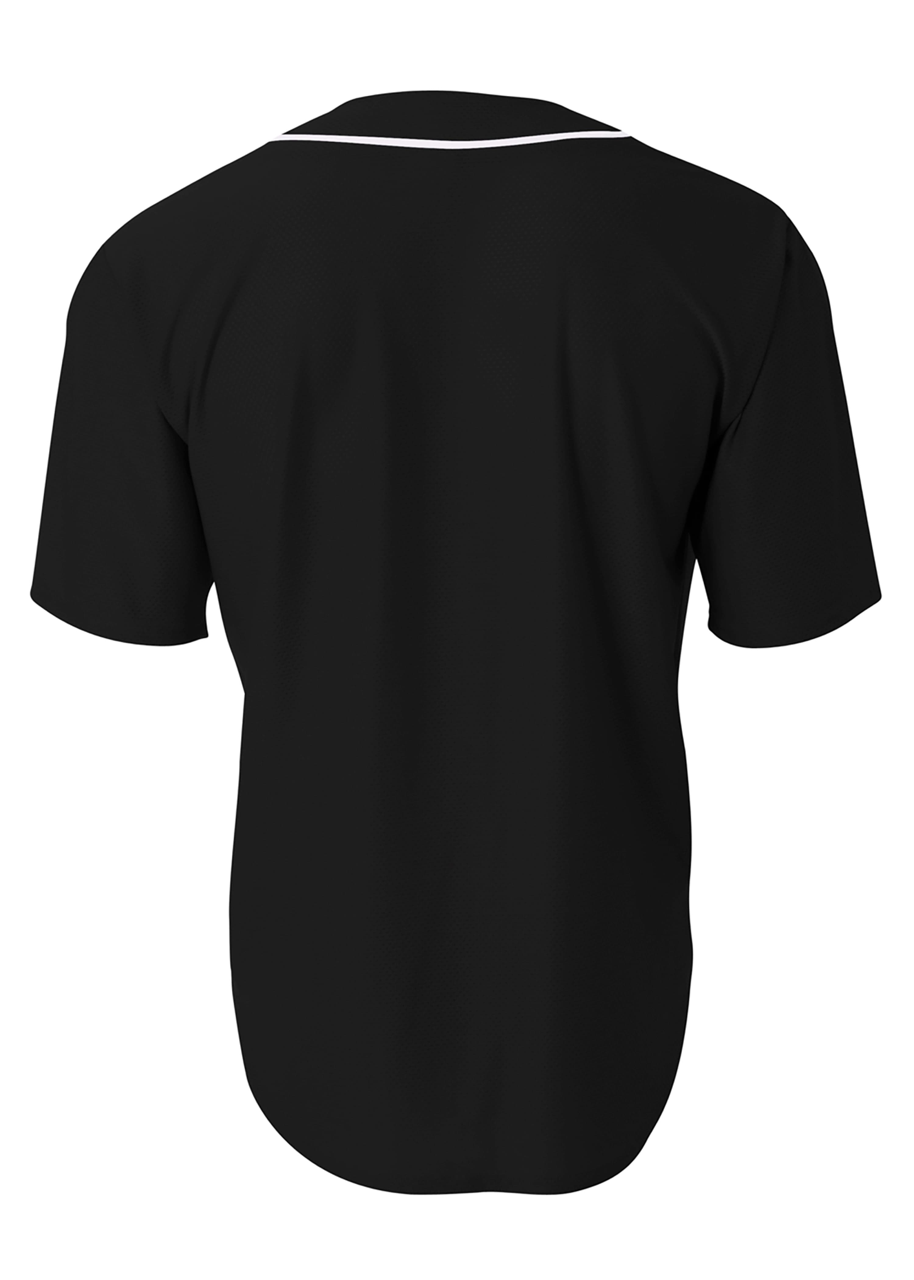 A4 Short Sleeve Full Button Baseball Jersey - BLACK - back