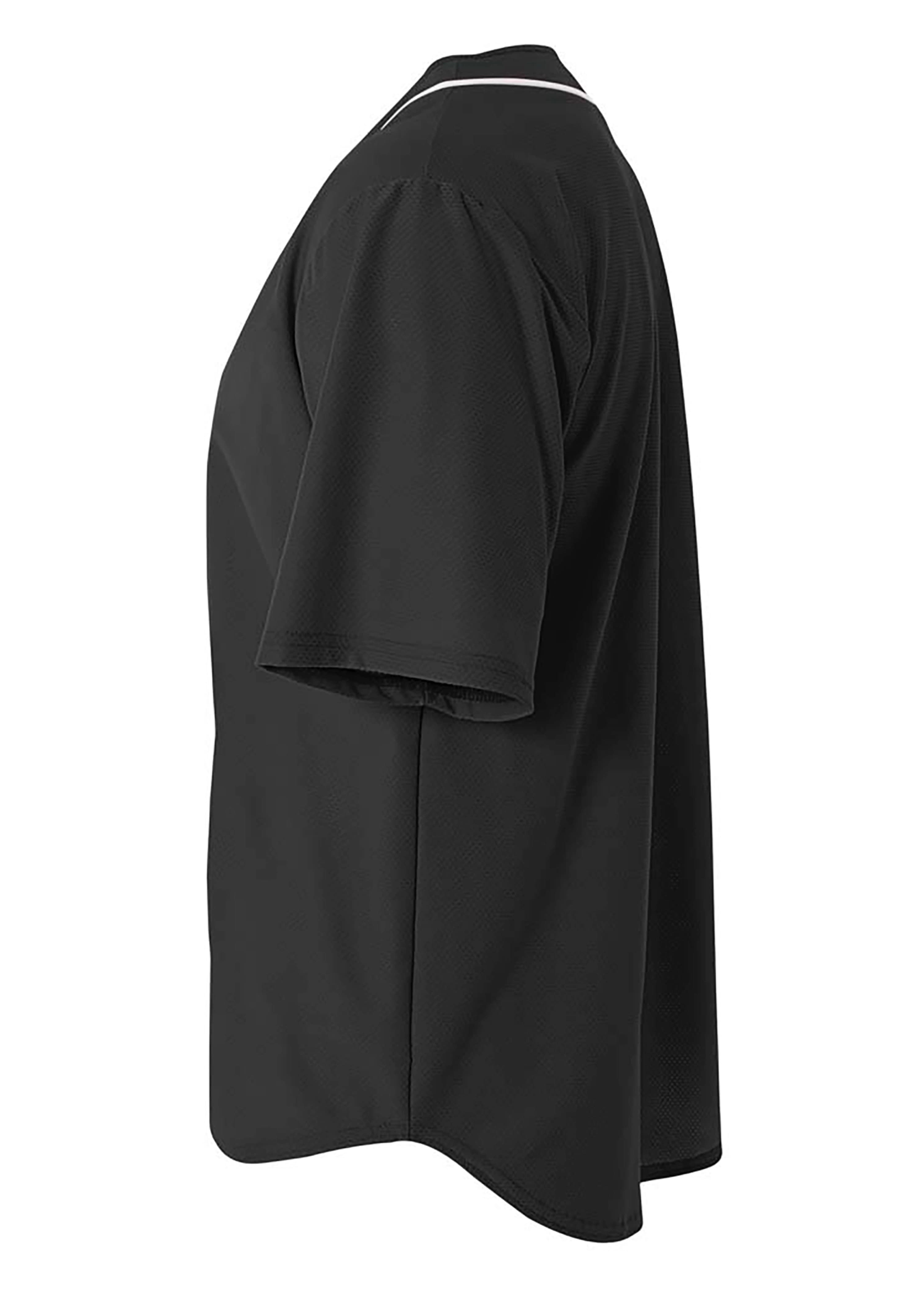 A4 Short Sleeve Full Button Baseball Jersey - BLACK - side