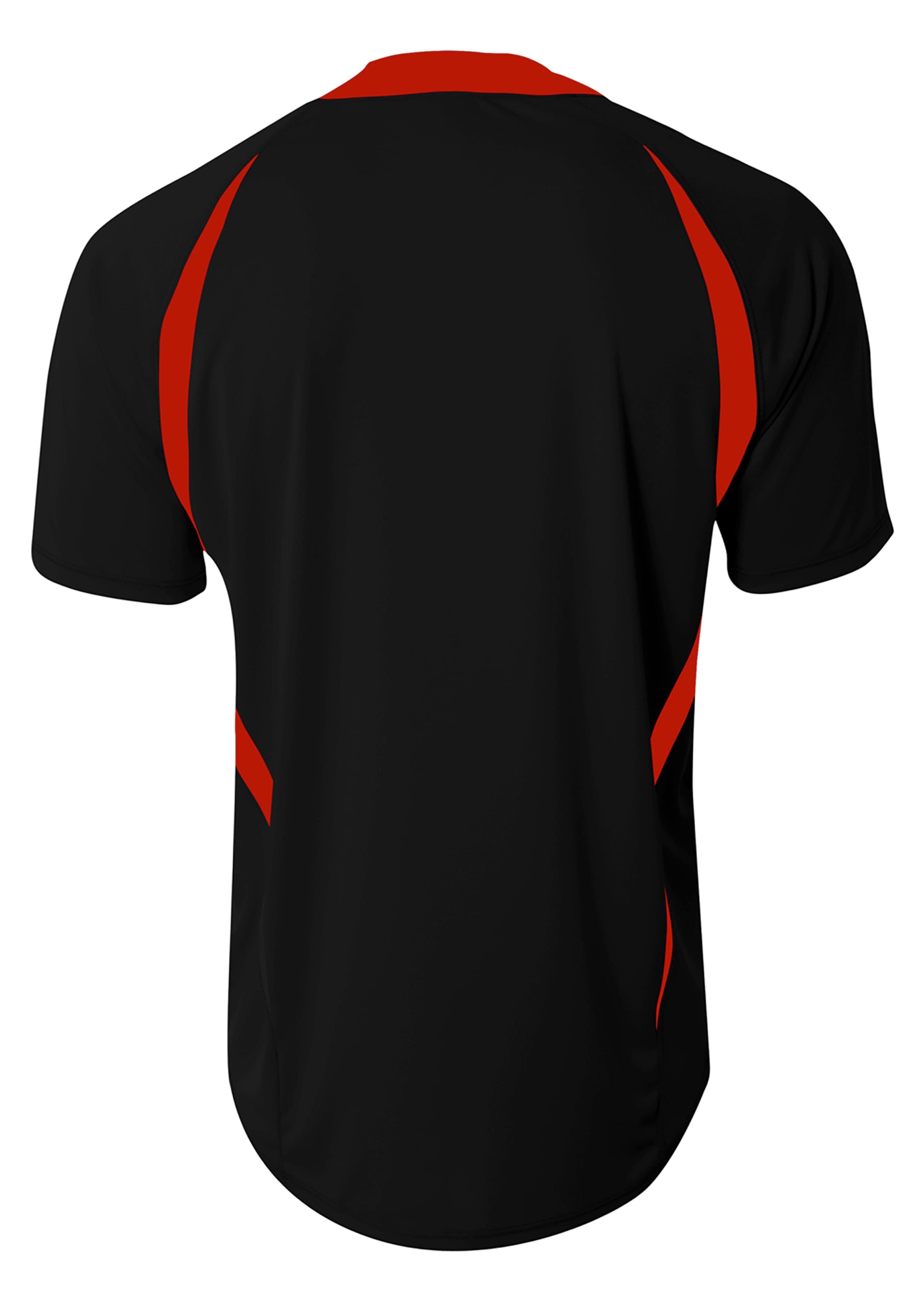A4 2-Button Color Block Henley - BLACK/RED - back