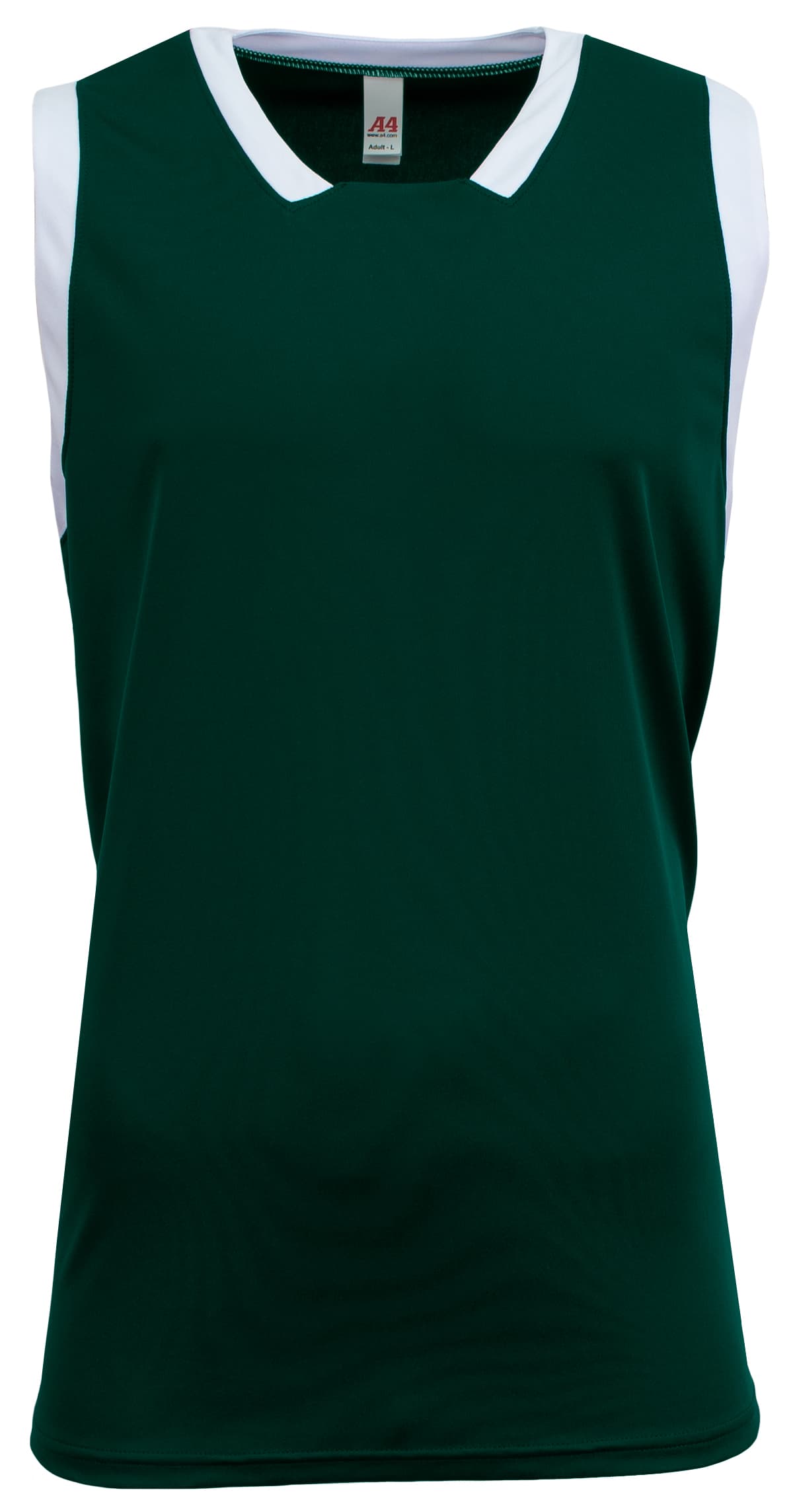 A4 Youth Sprint Single Ply Basketball Jerse - FOREST/WHITE - front