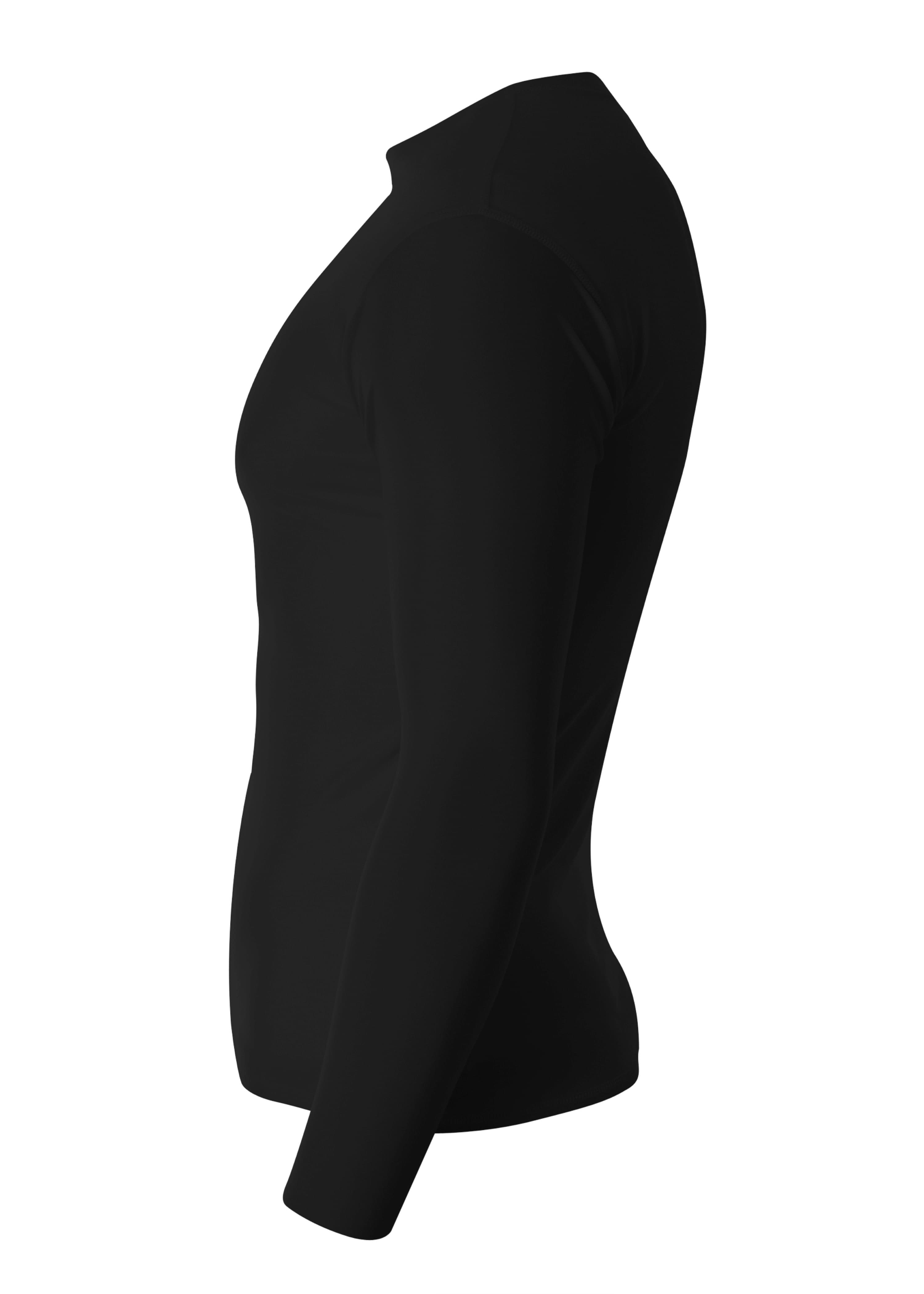 A4 Youth Long Sleeve Compression Crew - BLACK - side