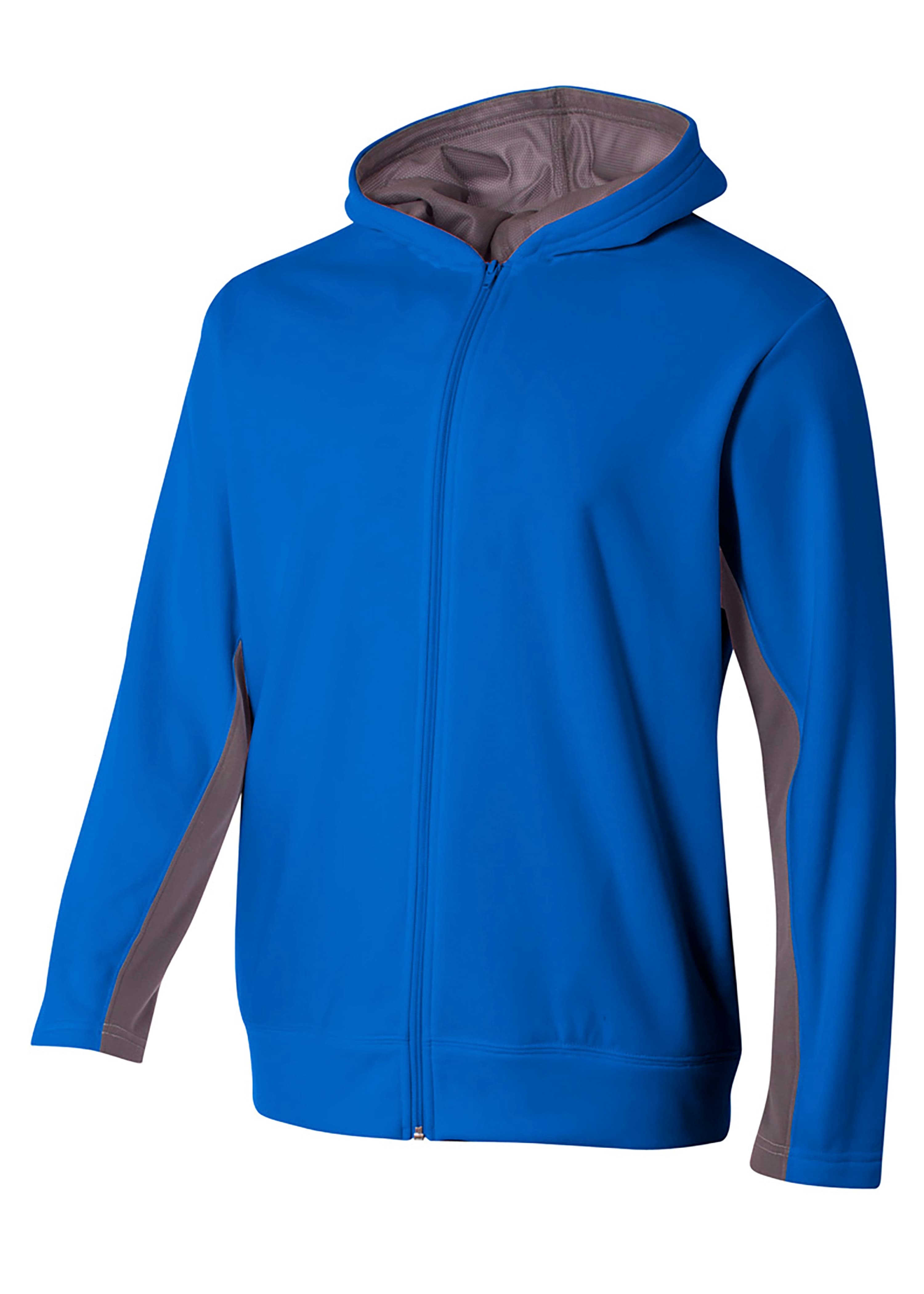 A4 Full Zip Color Block Fleece Hoodie - ROYAL/GRAPHITE - front