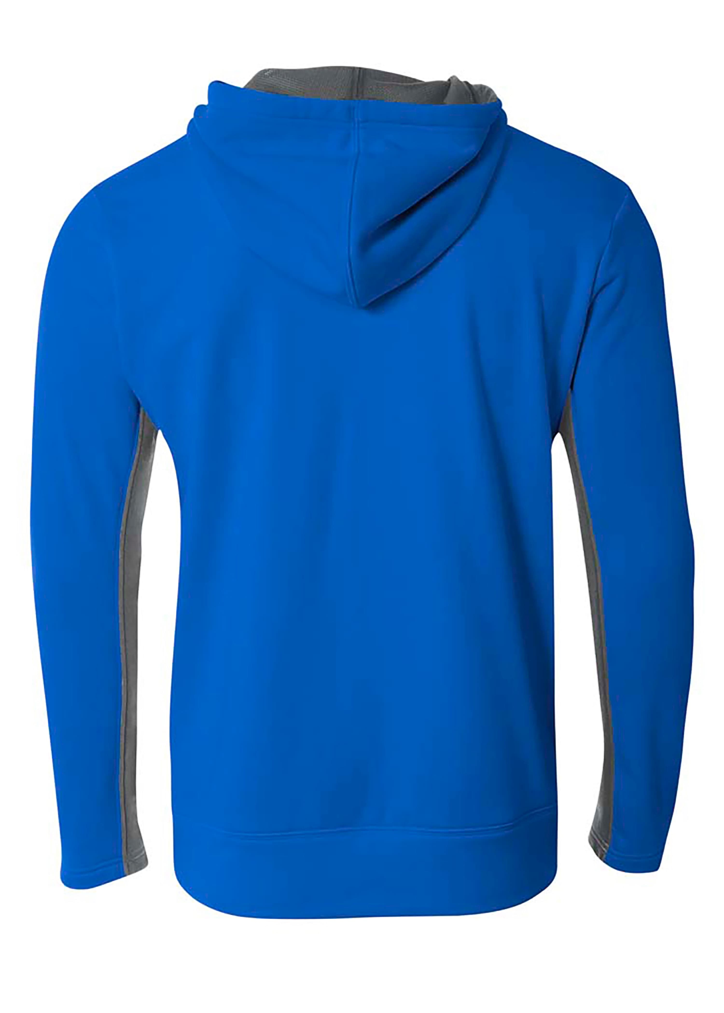 A4 Full Zip Color Block Fleece Hoodie - ROYAL/GRAPHITE - back