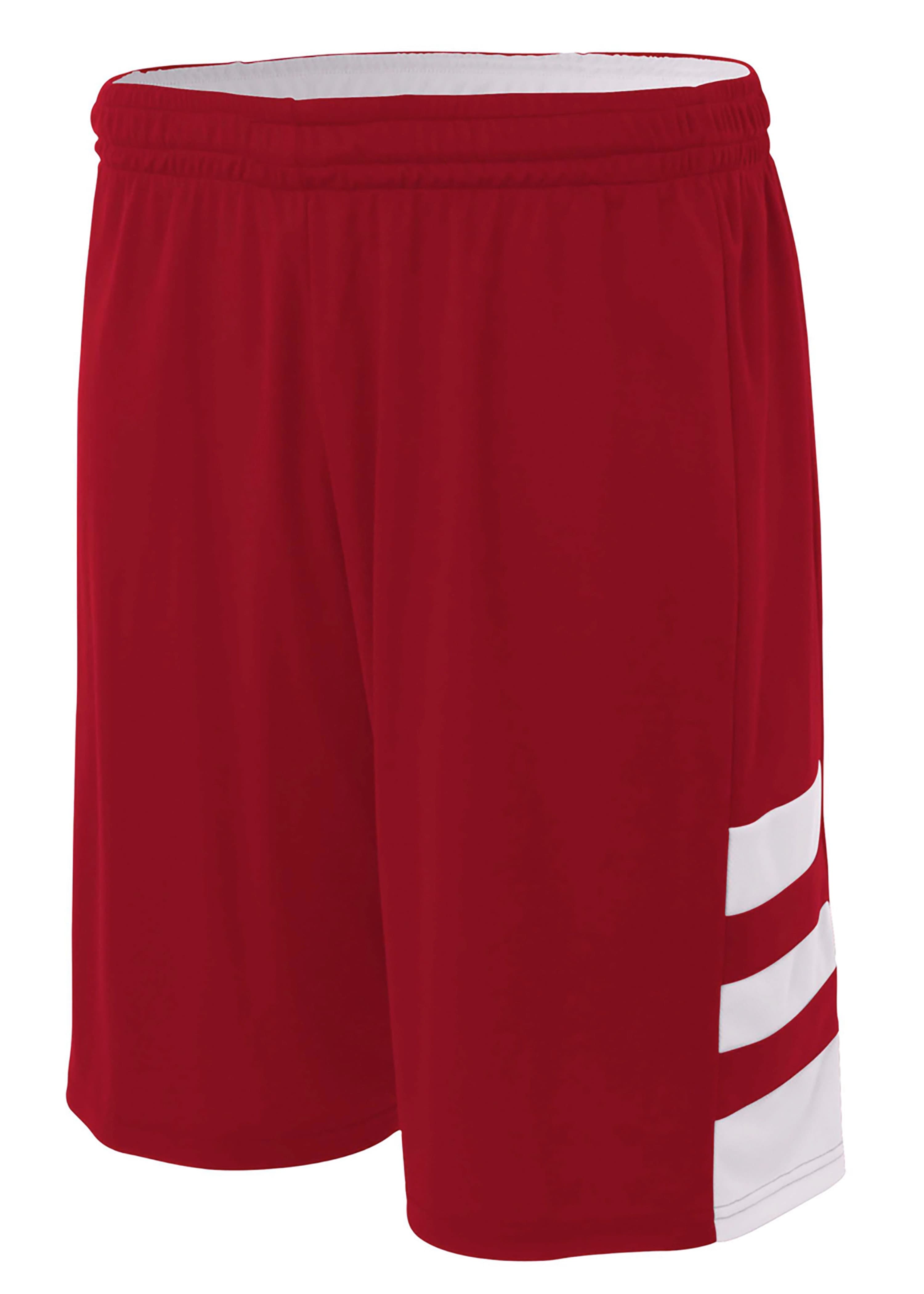 A4 Reversible Speedway 8" Short - CARDINAL/WHITE - front
