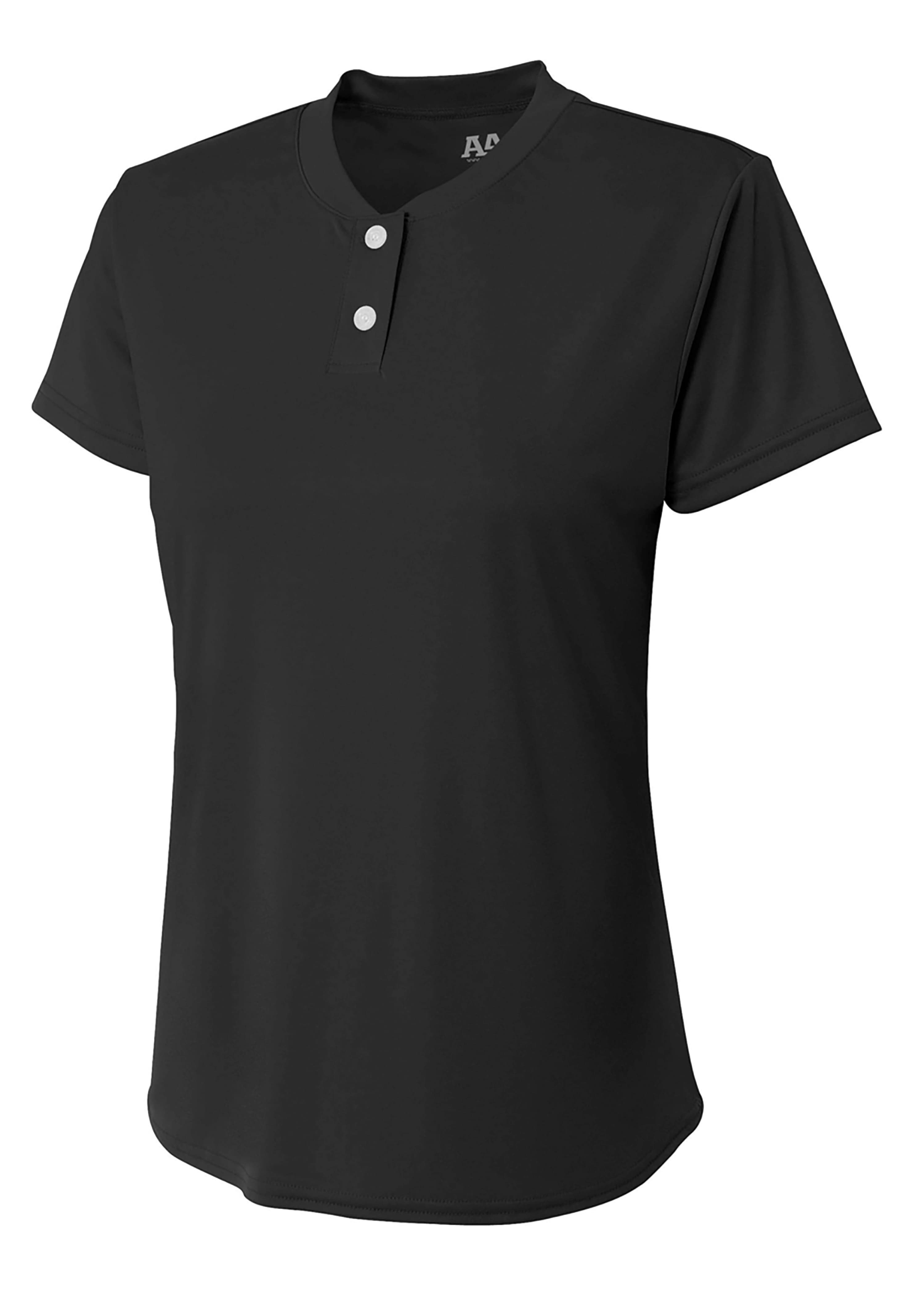 A4 Tek 2-Button Henley - BLACK - front