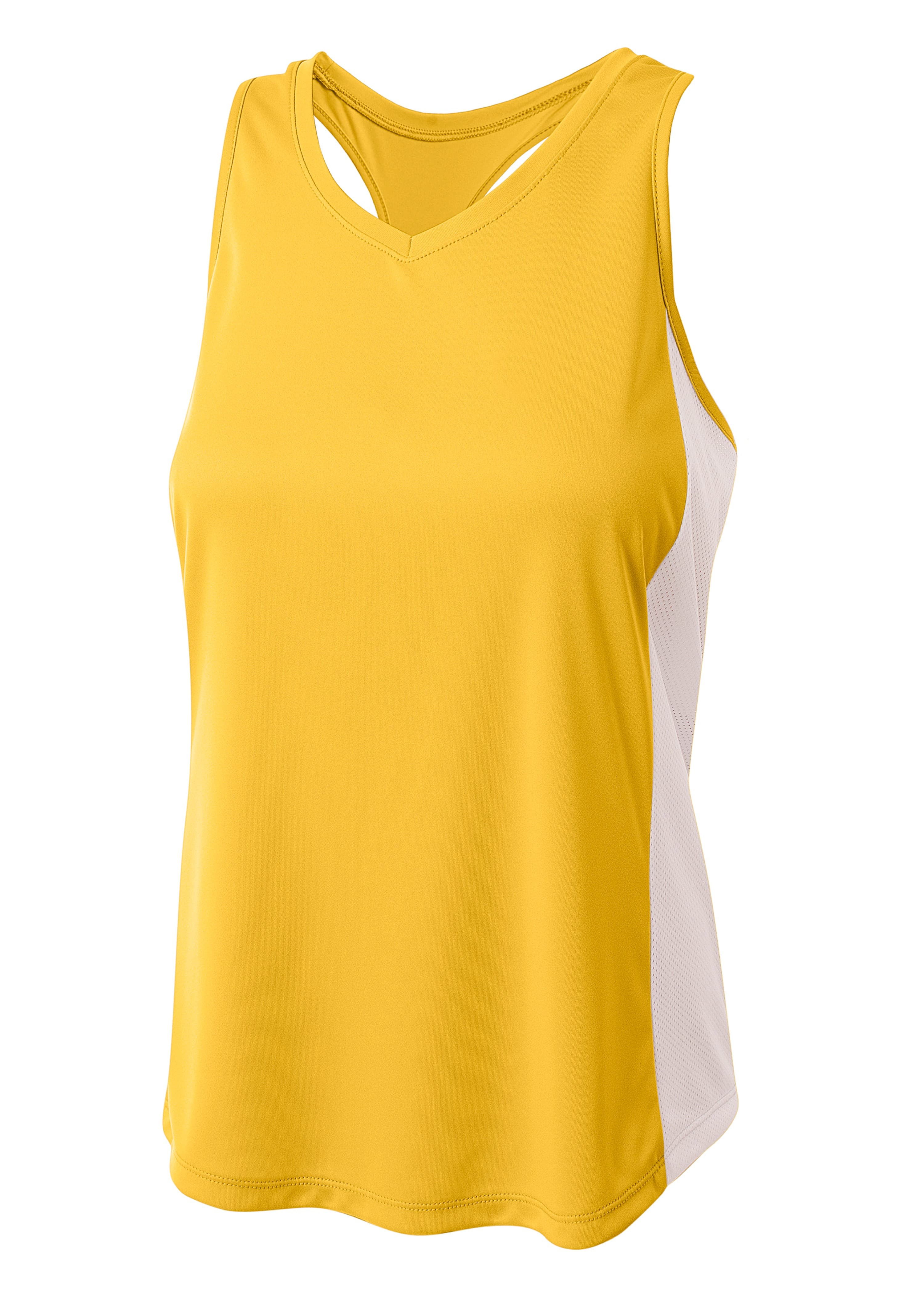 A4 Pacer Singlet with Racerback - GOLD/WHITE - front