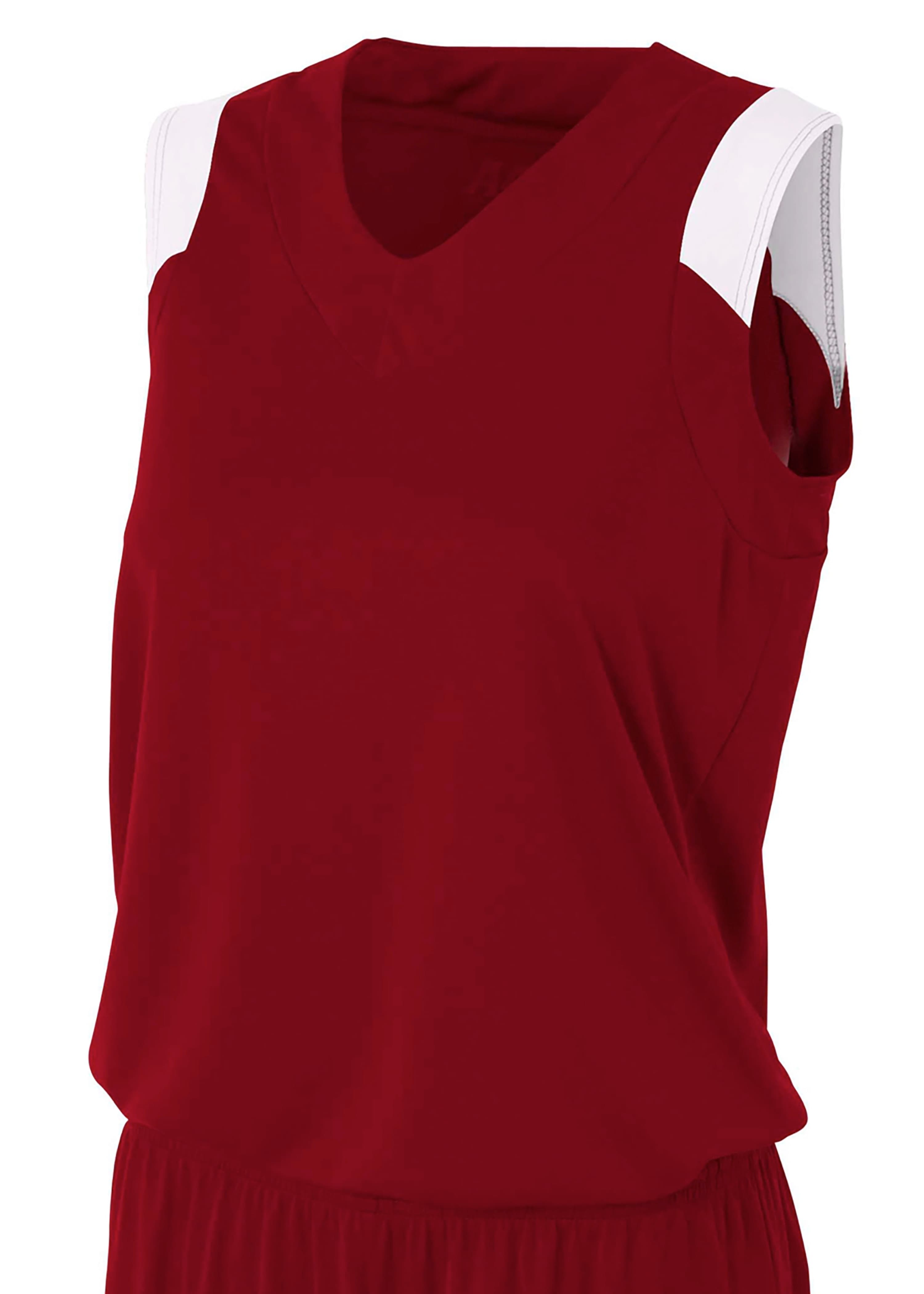 A4 Moisture Management V-Neck Muscle - CARDINAL/WHITE - front