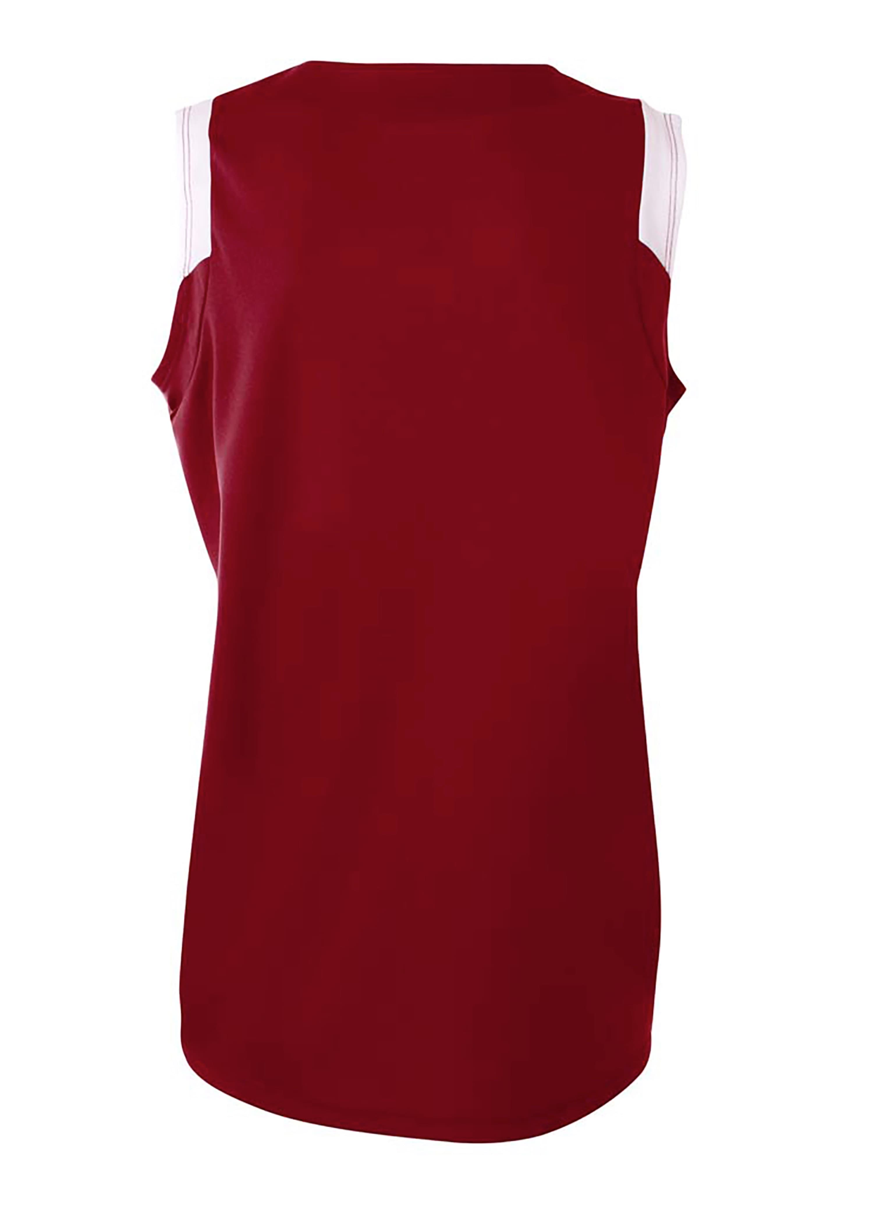 A4 Moisture Management V-Neck Muscle - CARDINAL/WHITE - back