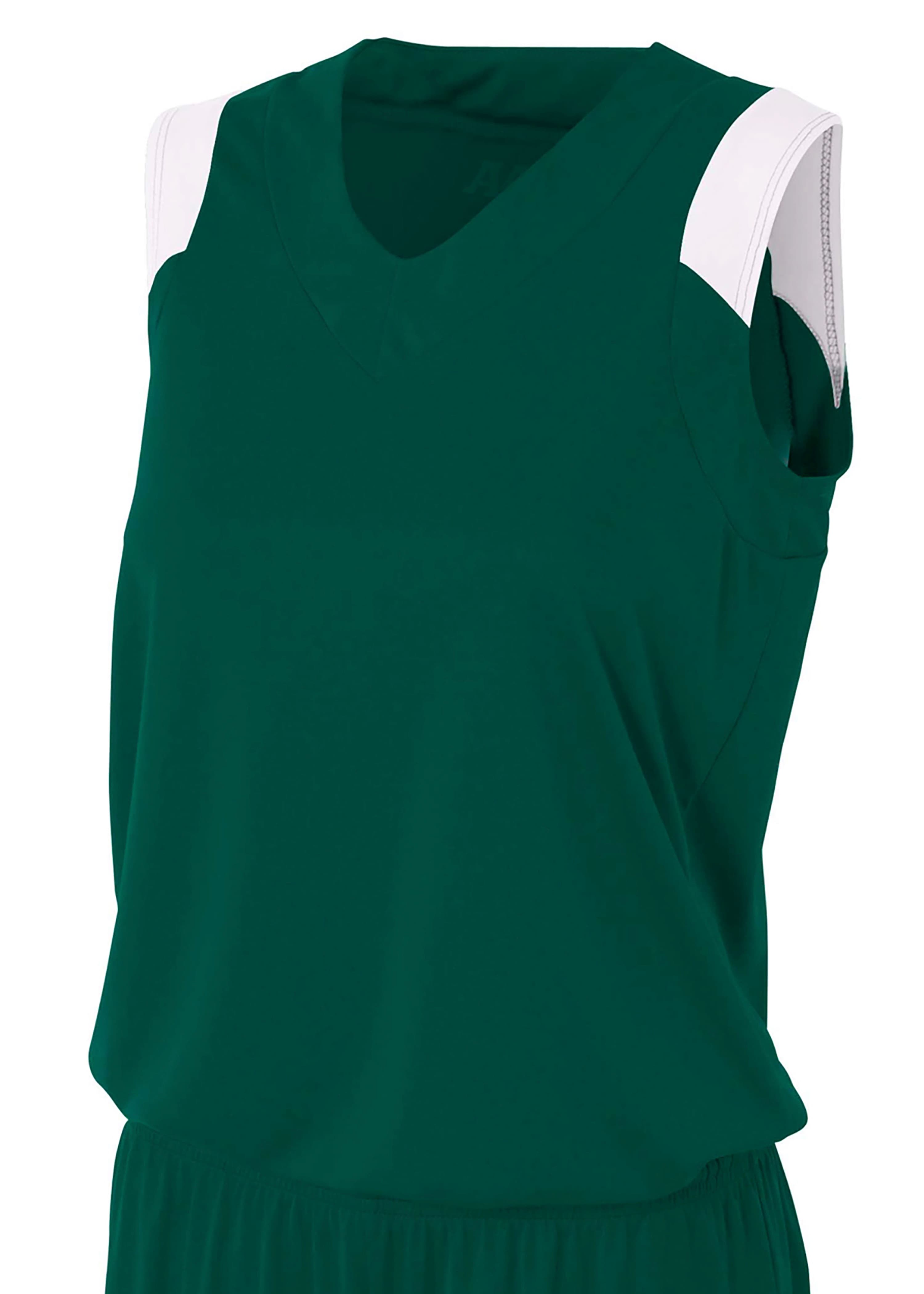 A4 Moisture Management V-Neck Muscle - FOREST/WHITE - front