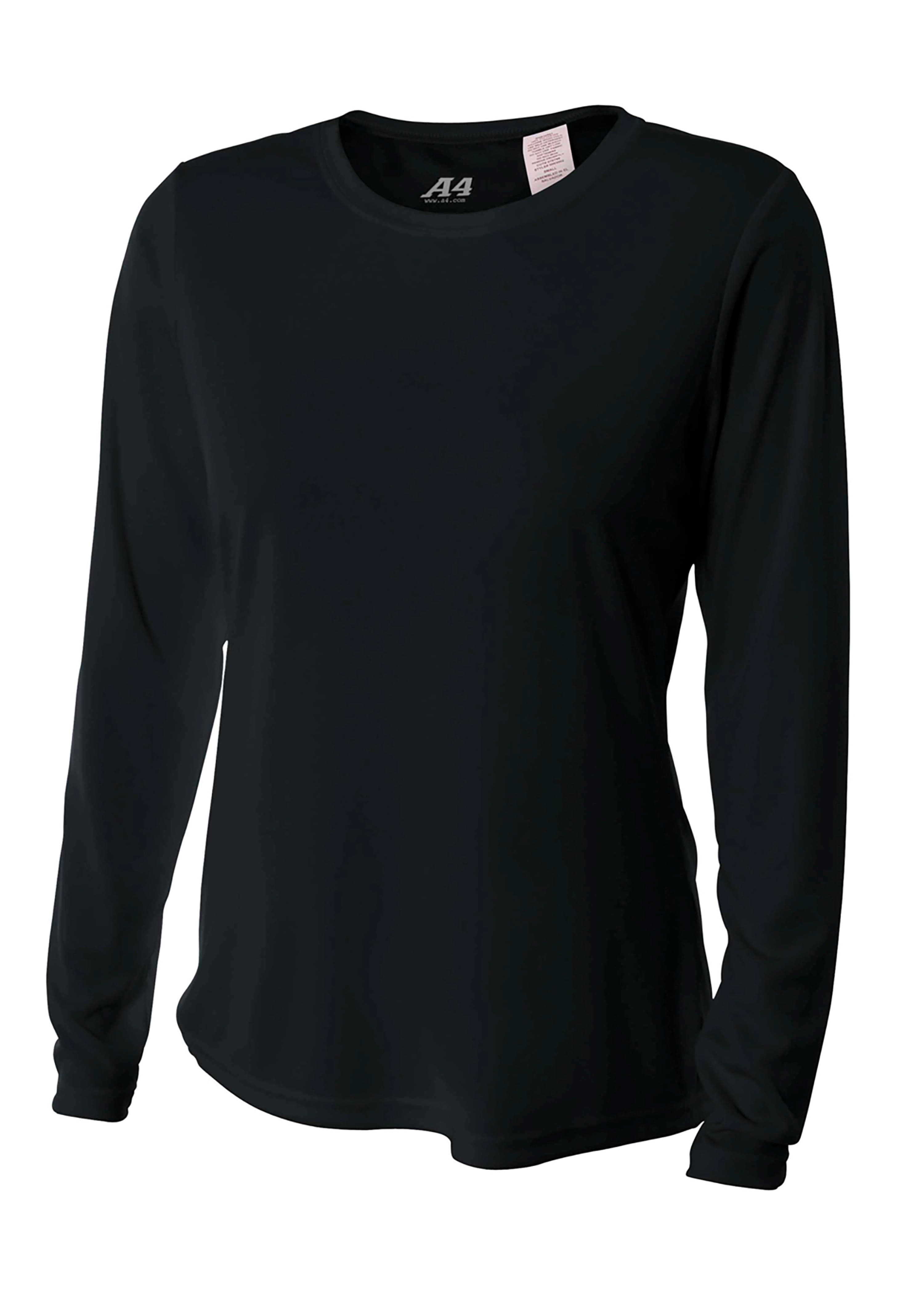 A4 Long Sleeve Cooling Performance Crew - BLACK - front