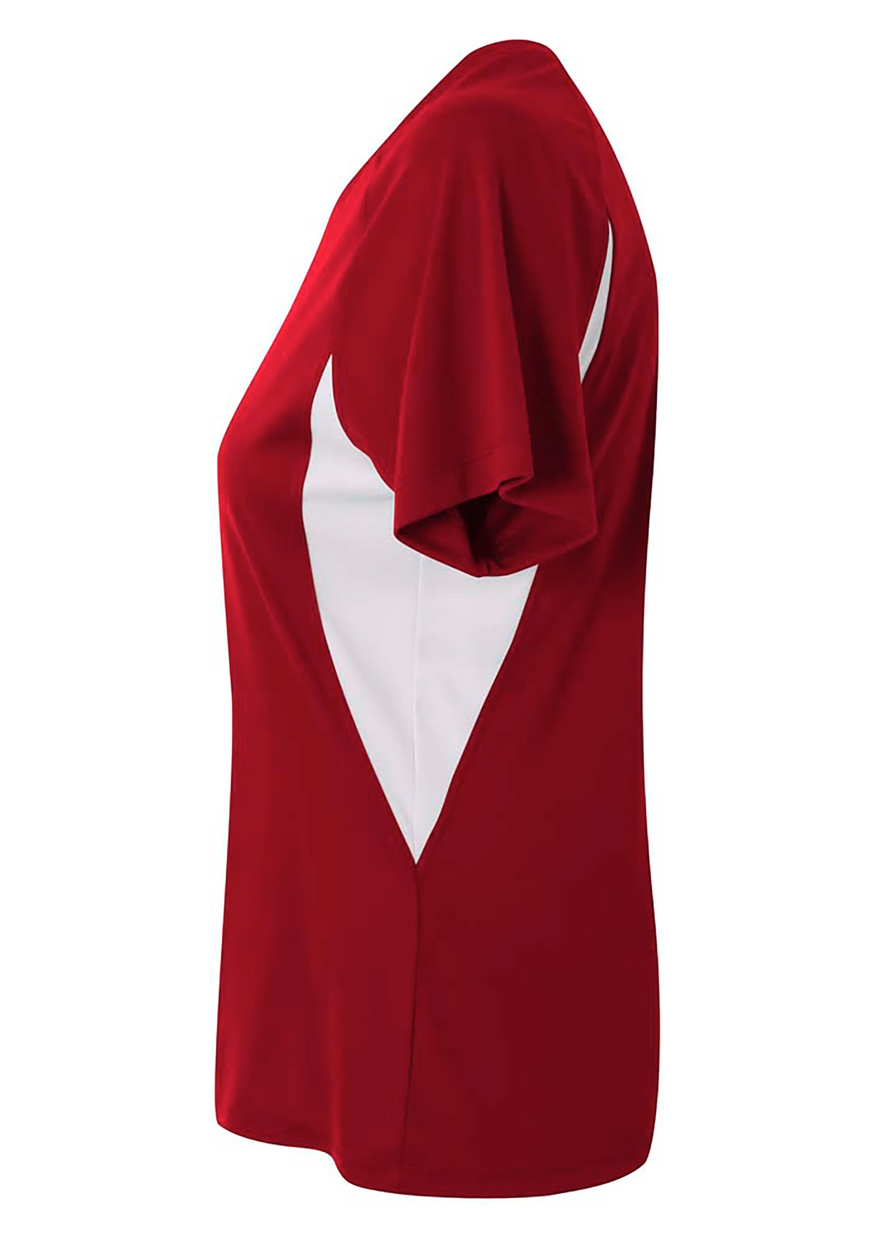 A4 Color Block Performance V-Neck - CARDINAL/WHITE - side