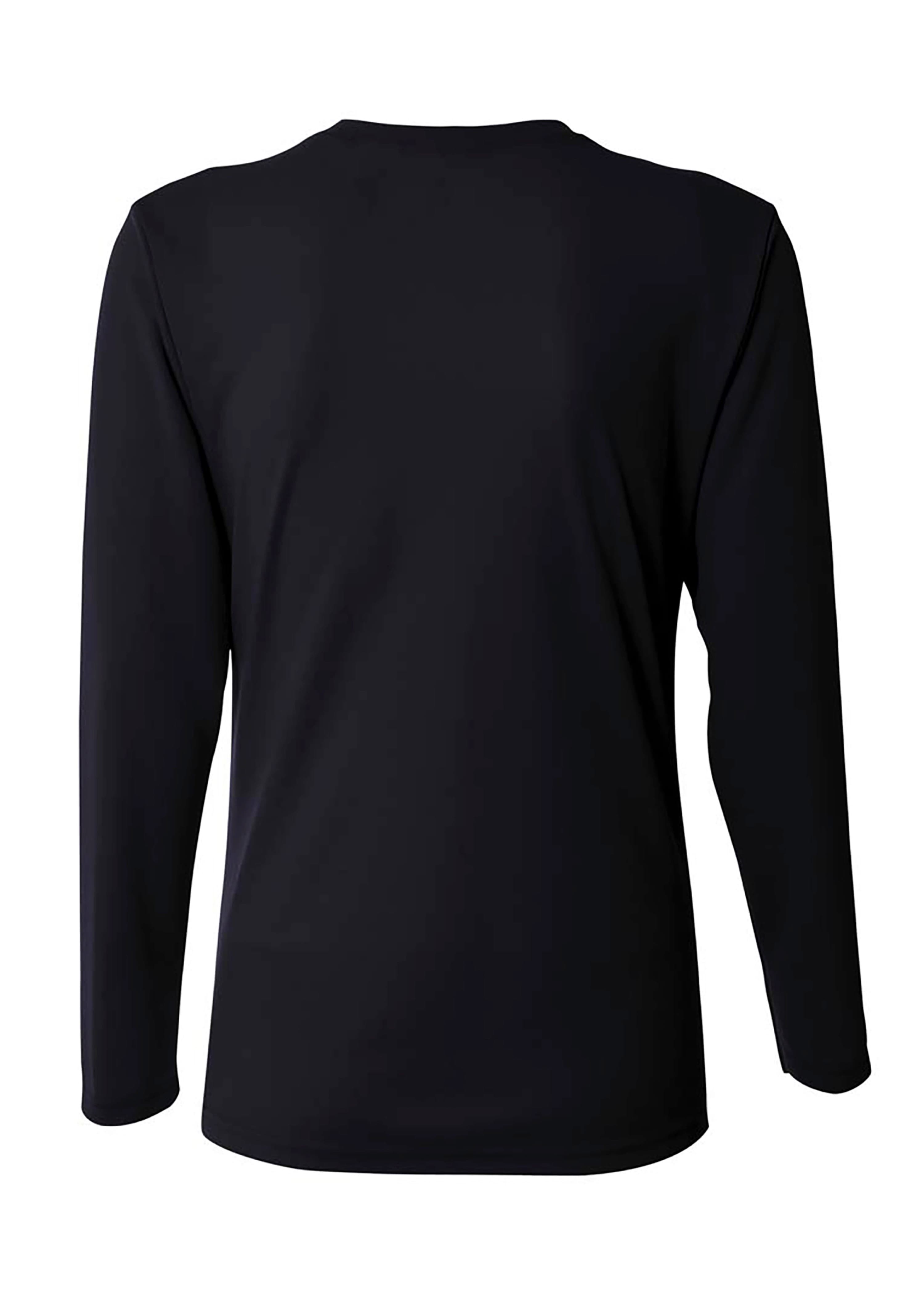 A4 Long Sleeve V-Neck Bird's Eye Mesh Tee - BLACK - back