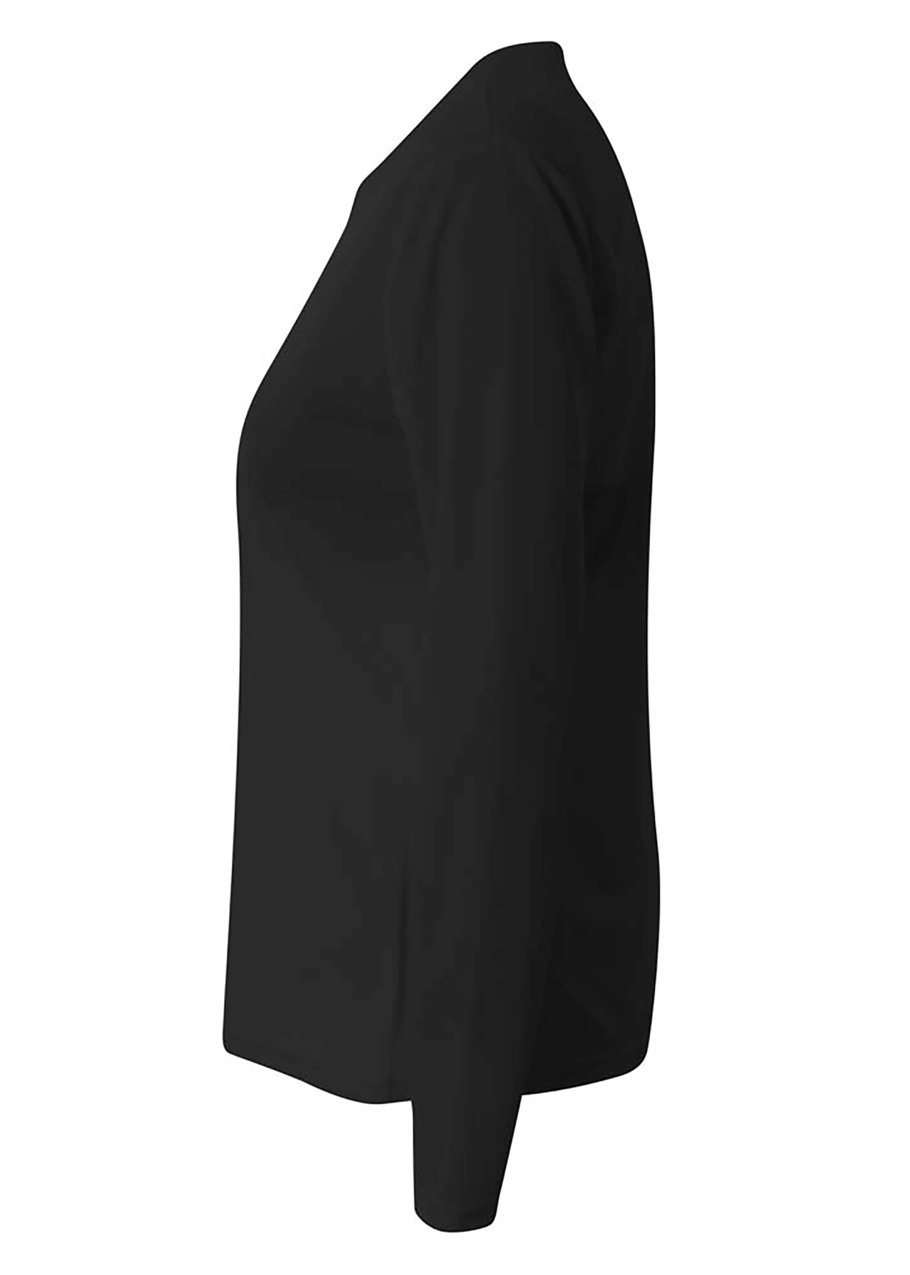 A4 Long Sleeve V-Neck Bird's Eye Mesh Tee - BLACK - side