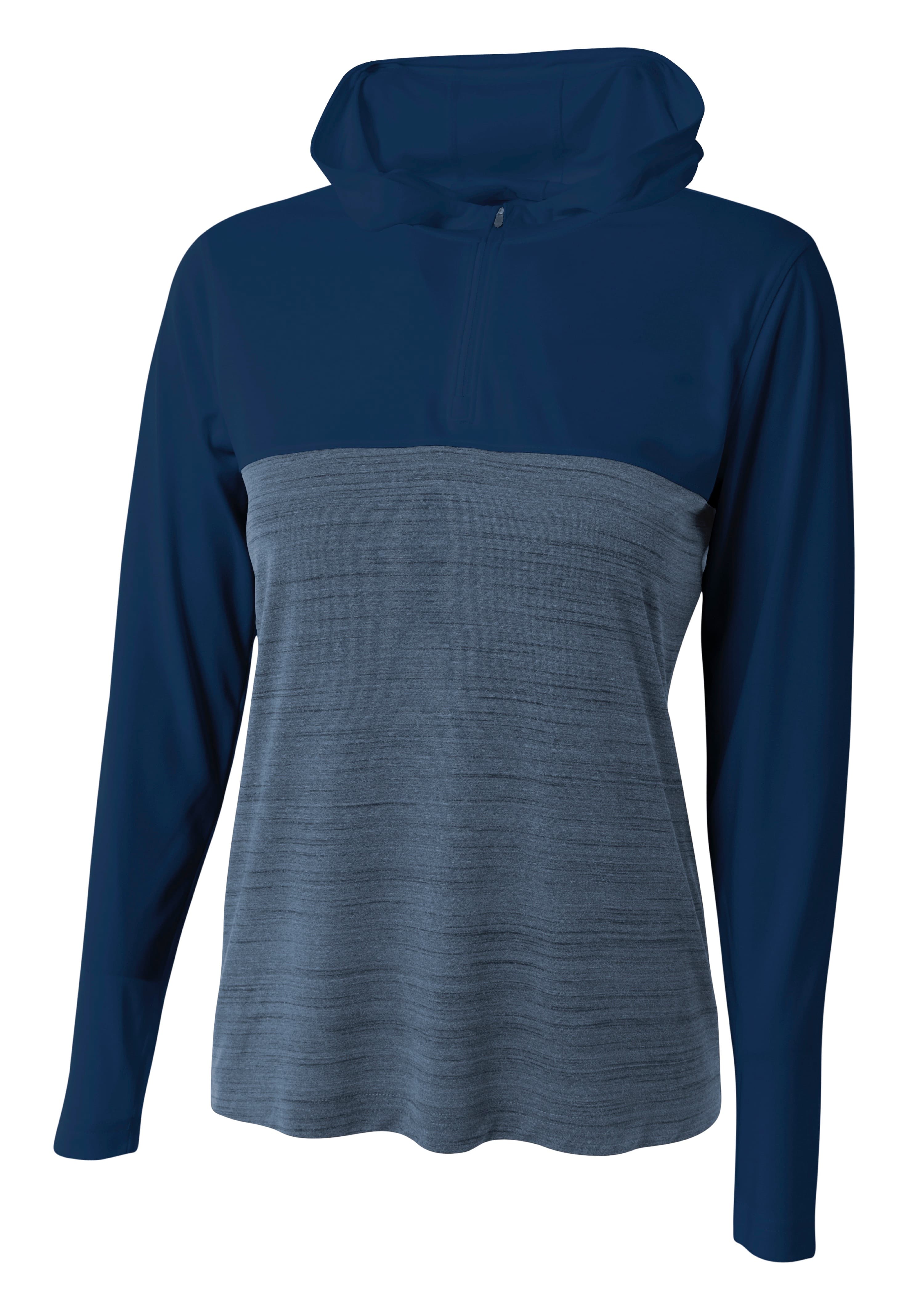 A4 Women's Slate Quarter Zip Hoodie - NAVY - front