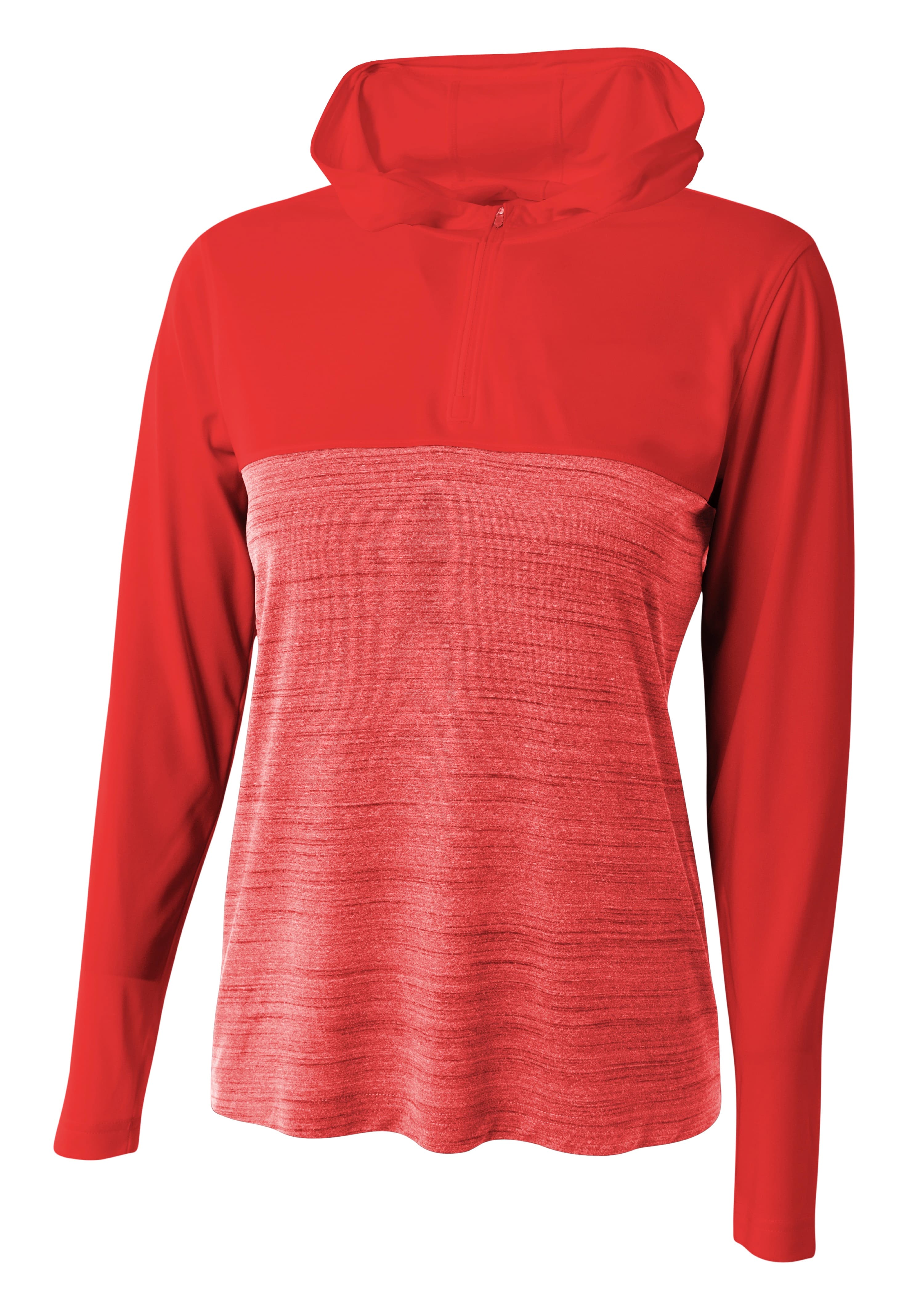 A4 Women's Slate Quarter Zip Hoodie - SCARLET - front