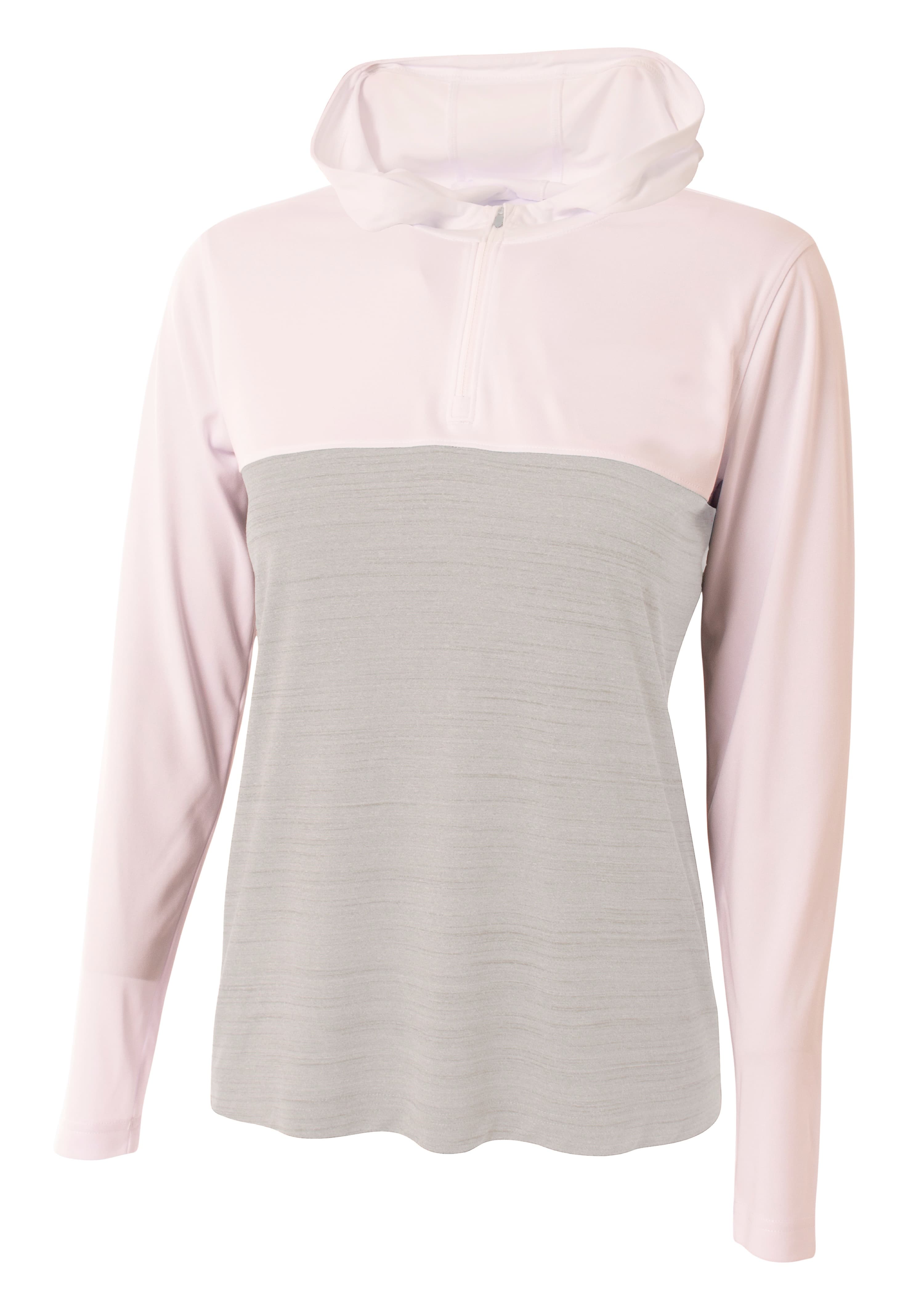 A4 Women's Slate Quarter Zip Hoodie - WHITE - front